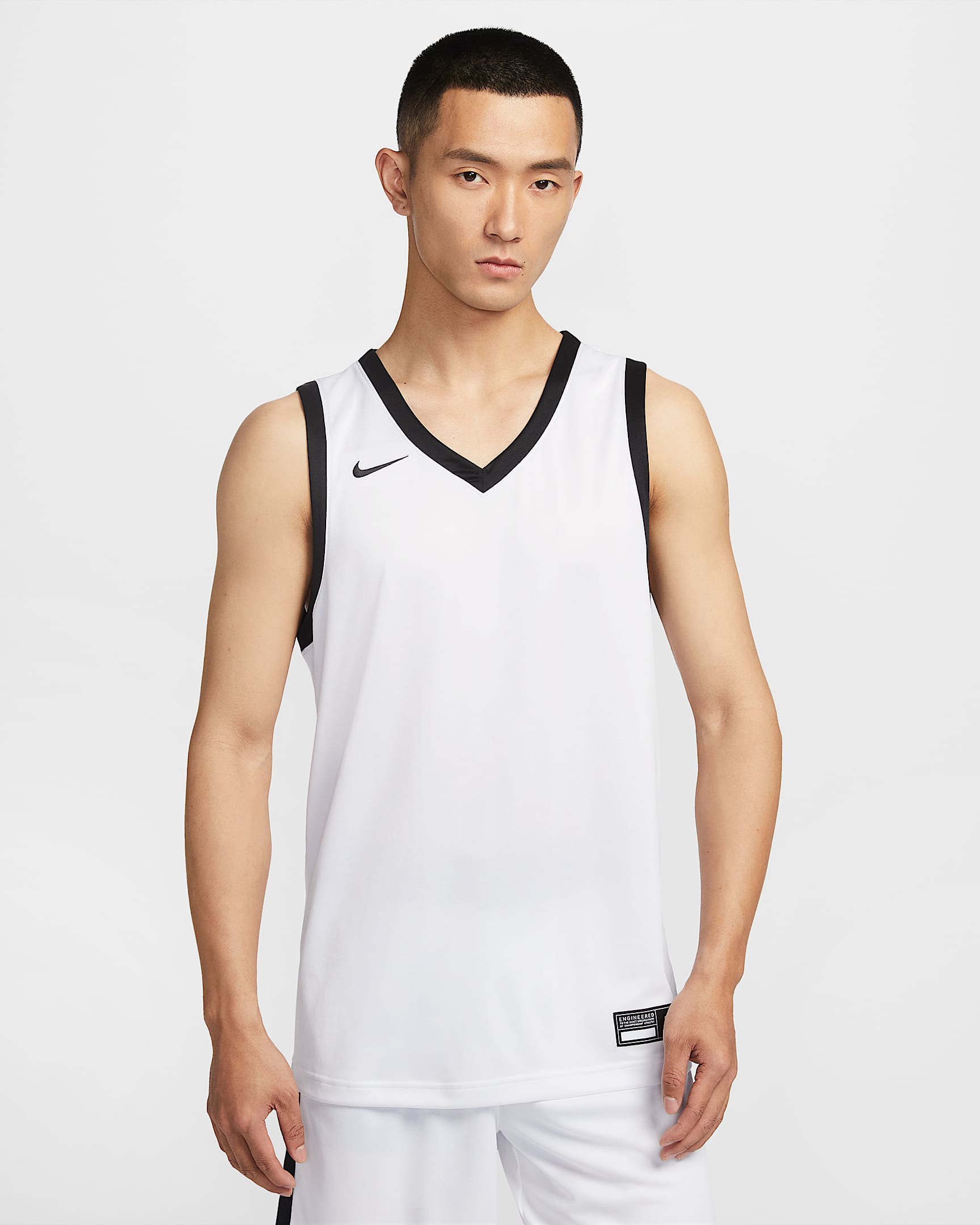 Nike Dri-FIT Stock Crossover 男子速干球衣 - 白色