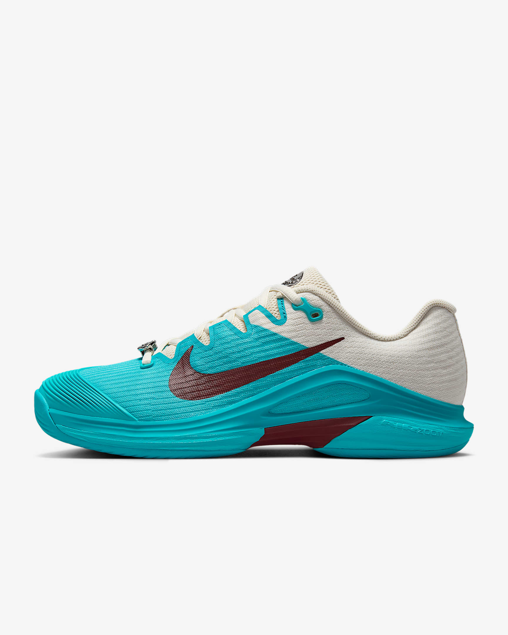 Nike Vapor 12 Premium 女子硬地球场网球鞋 - 仙人掌绿/淡象牙白/金属银/暗队红