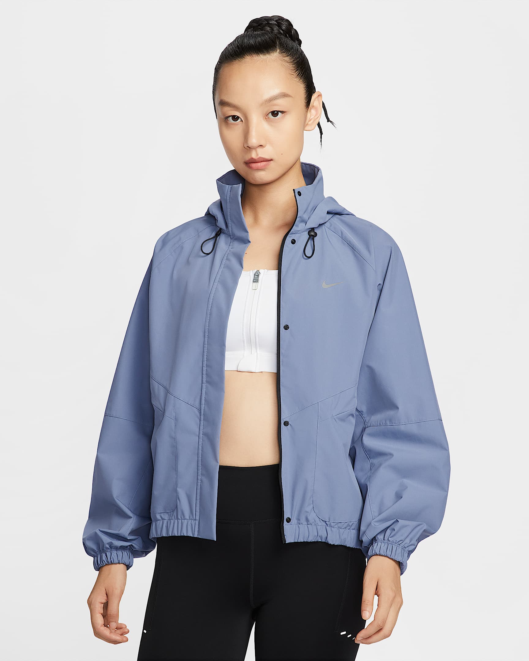 Nike Storm-FIT Swift 女子防风拒水跑步夹克 - 世界靛青/黑