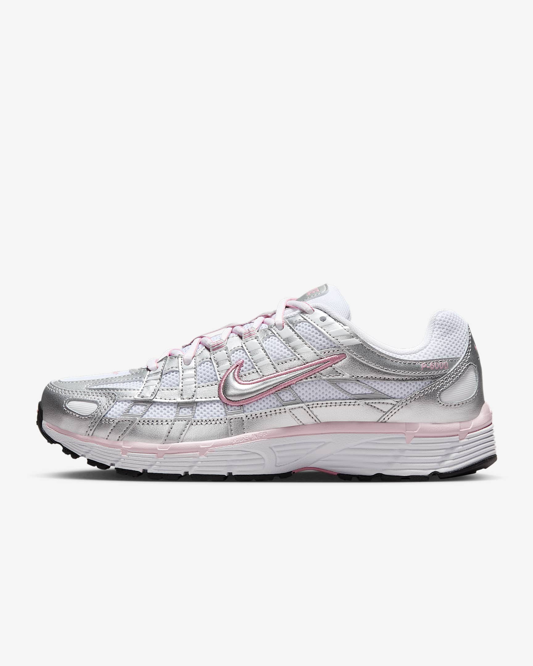 Nike P-6000 女子复古运动鞋 - 白色/元素粉/黑/金属银