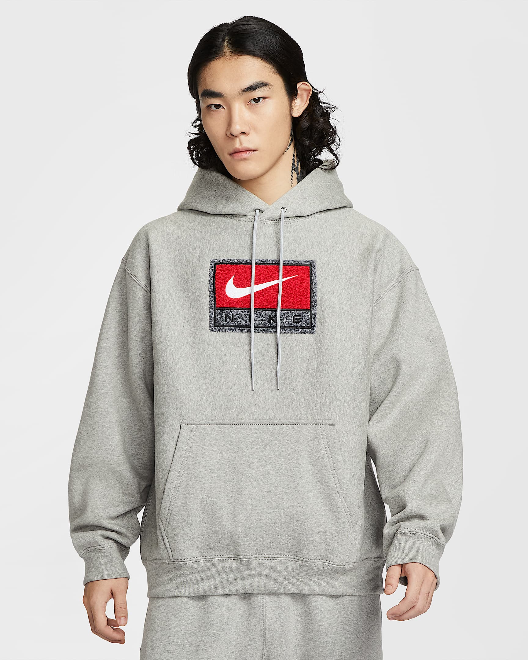 Nike 男子加绒套头连帽衫 - 调色暗灰/白色
