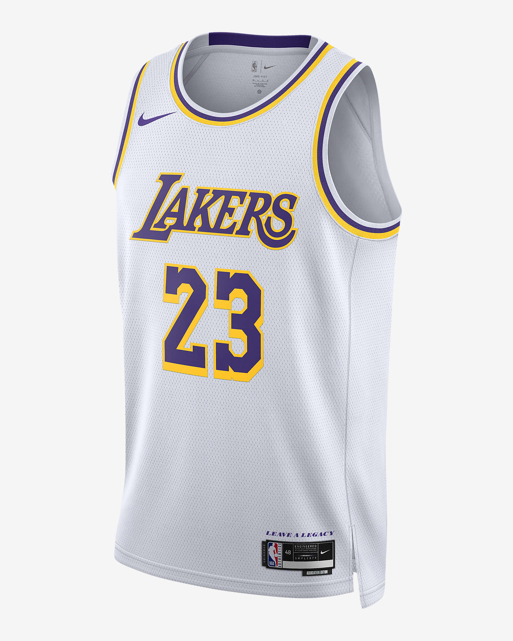 洛杉矶湖人队勒布朗·詹姆斯 (LeBron James) Association Edition Nike Dri-FIT NBA Swingman Jersey 男子速干球衣 - 白色