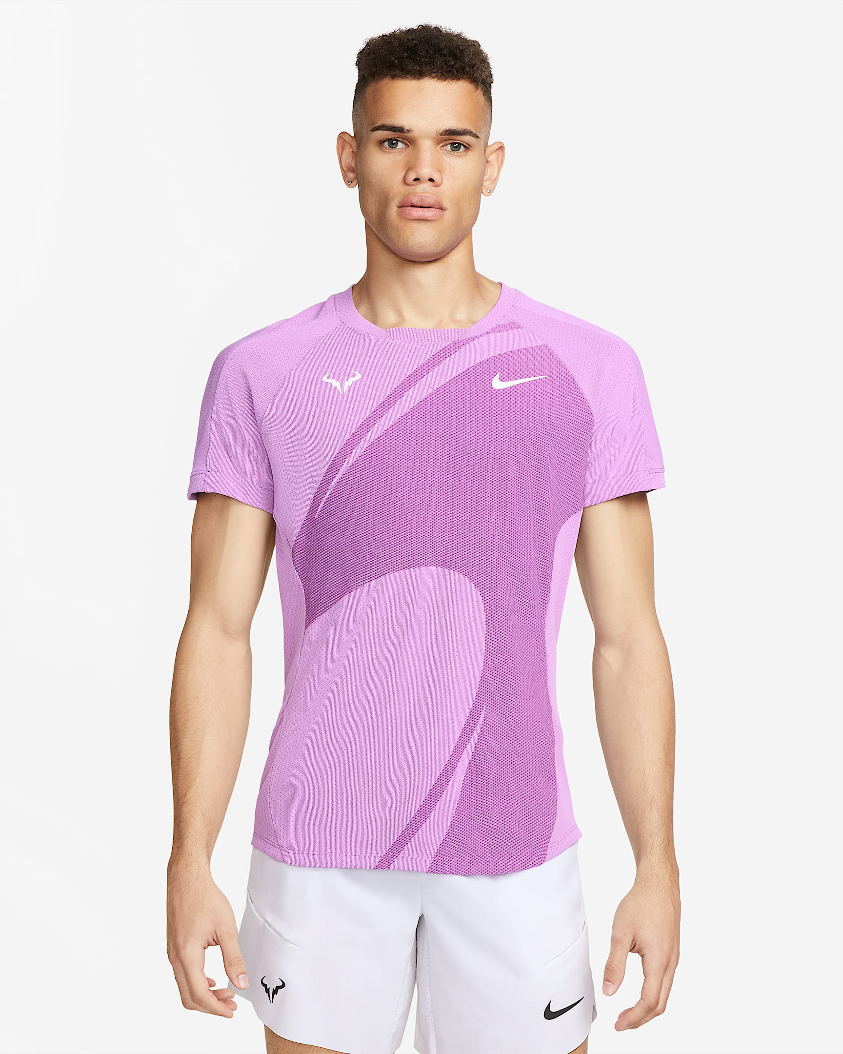 Rafa Nike Dri-FIT ADV 男子速干短袖网球上衣 - 灯草紫红/白色
