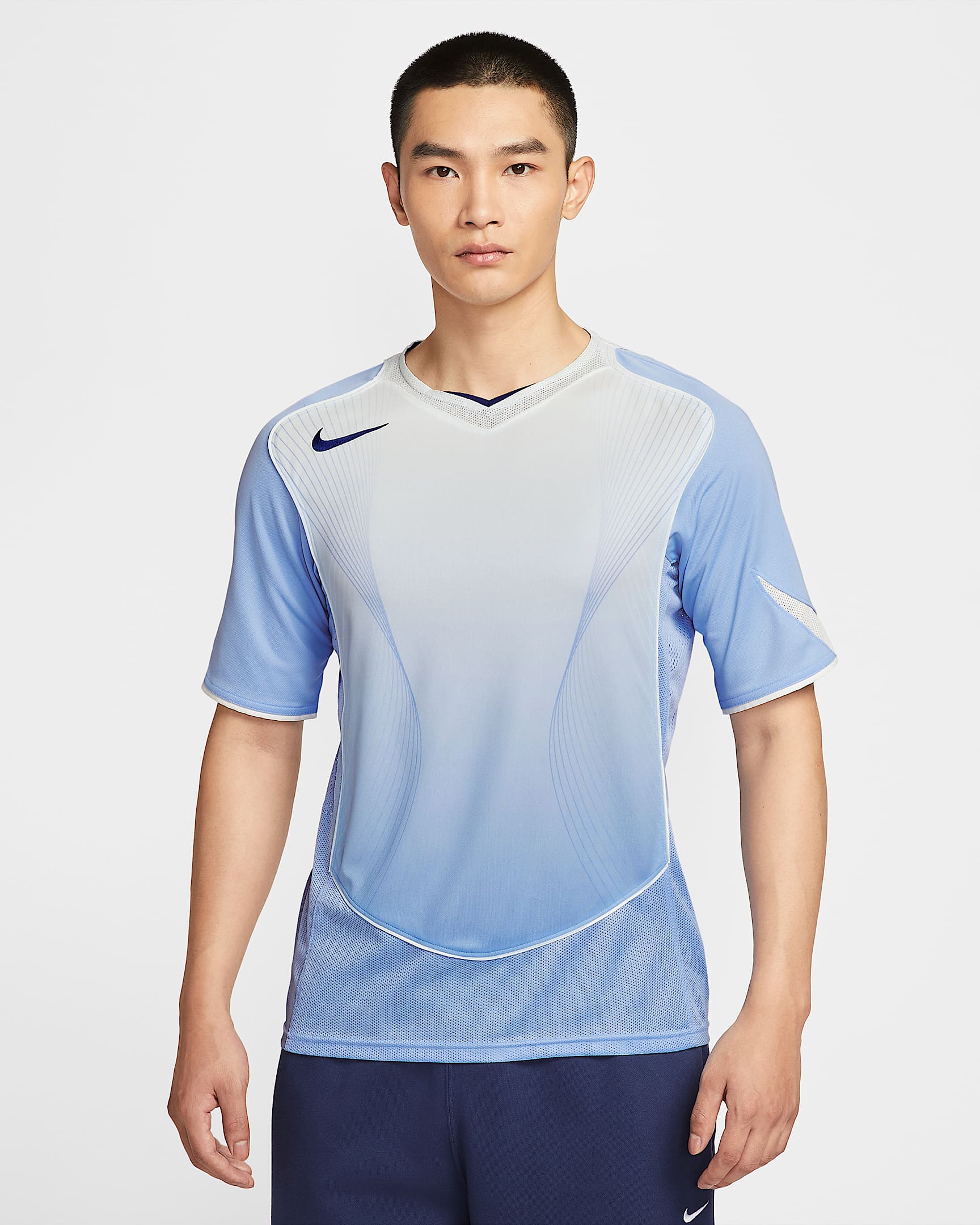 Nike Total 90 Dri-FIT 男子速干短袖足球球衣 - 铝蓝/帆白/帆白/空间蓝