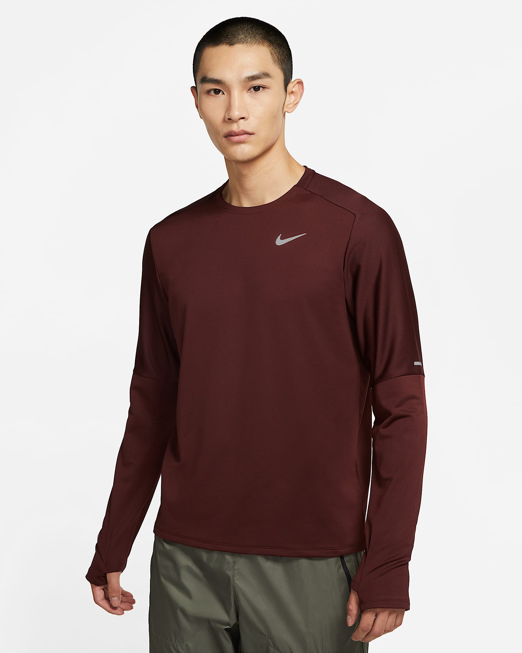 Nike Dri-FIT 男子跑步圆领上衣 - 神秘枣红