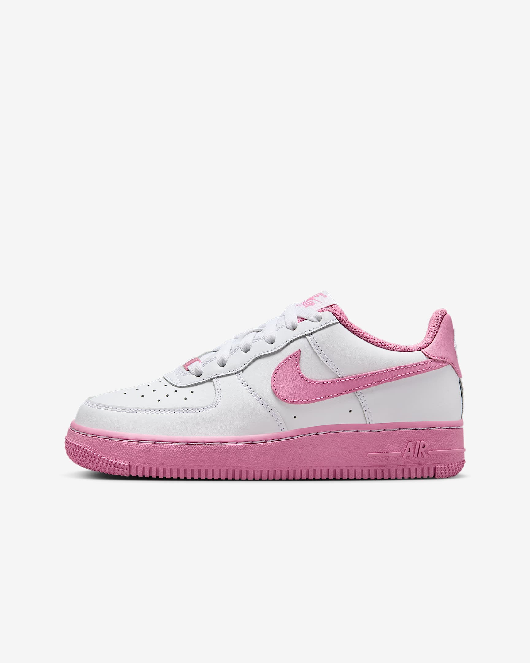 Nike Air Force 1 大童空军一号运动鞋 - 白色/神秘火烈鸟红