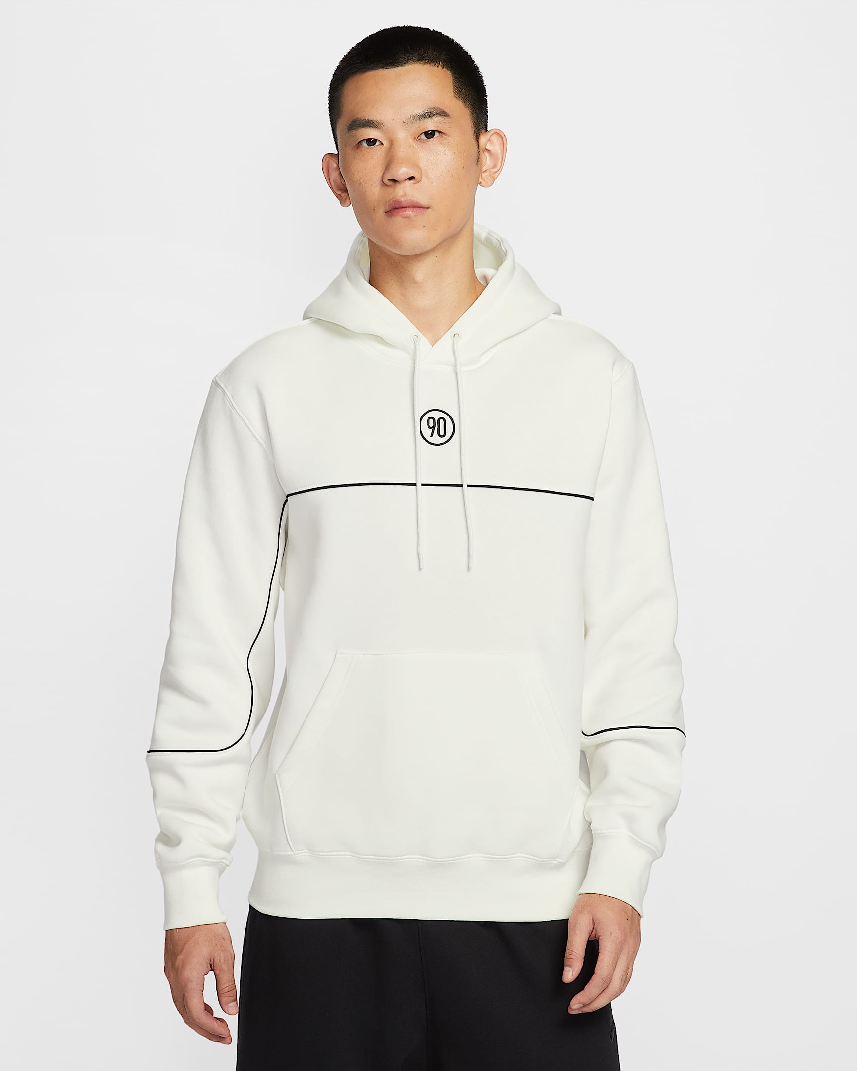 Nike Club Total 90 男子加绒足球套头连帽衫 - 帆白/黑/黑