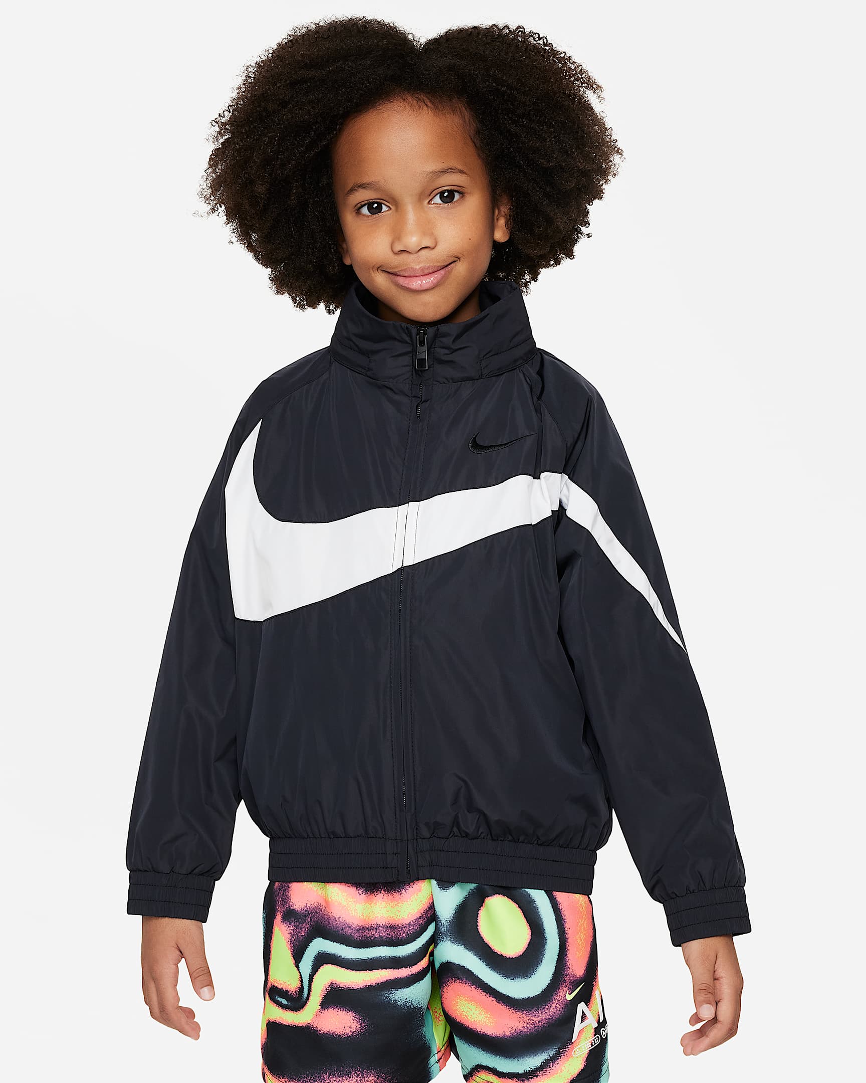 Nike Swoosh 幼童梭织夹克 - 黑