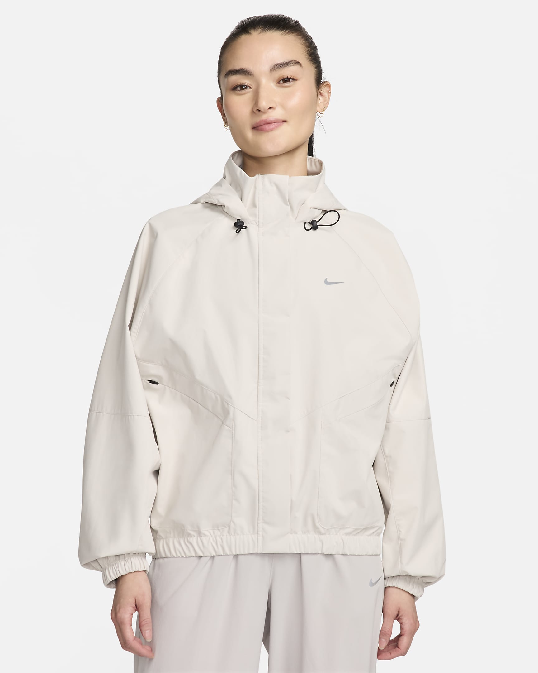 Nike Storm-FIT Swift 女子防风拒水跑步夹克 - 浅土褐/黑