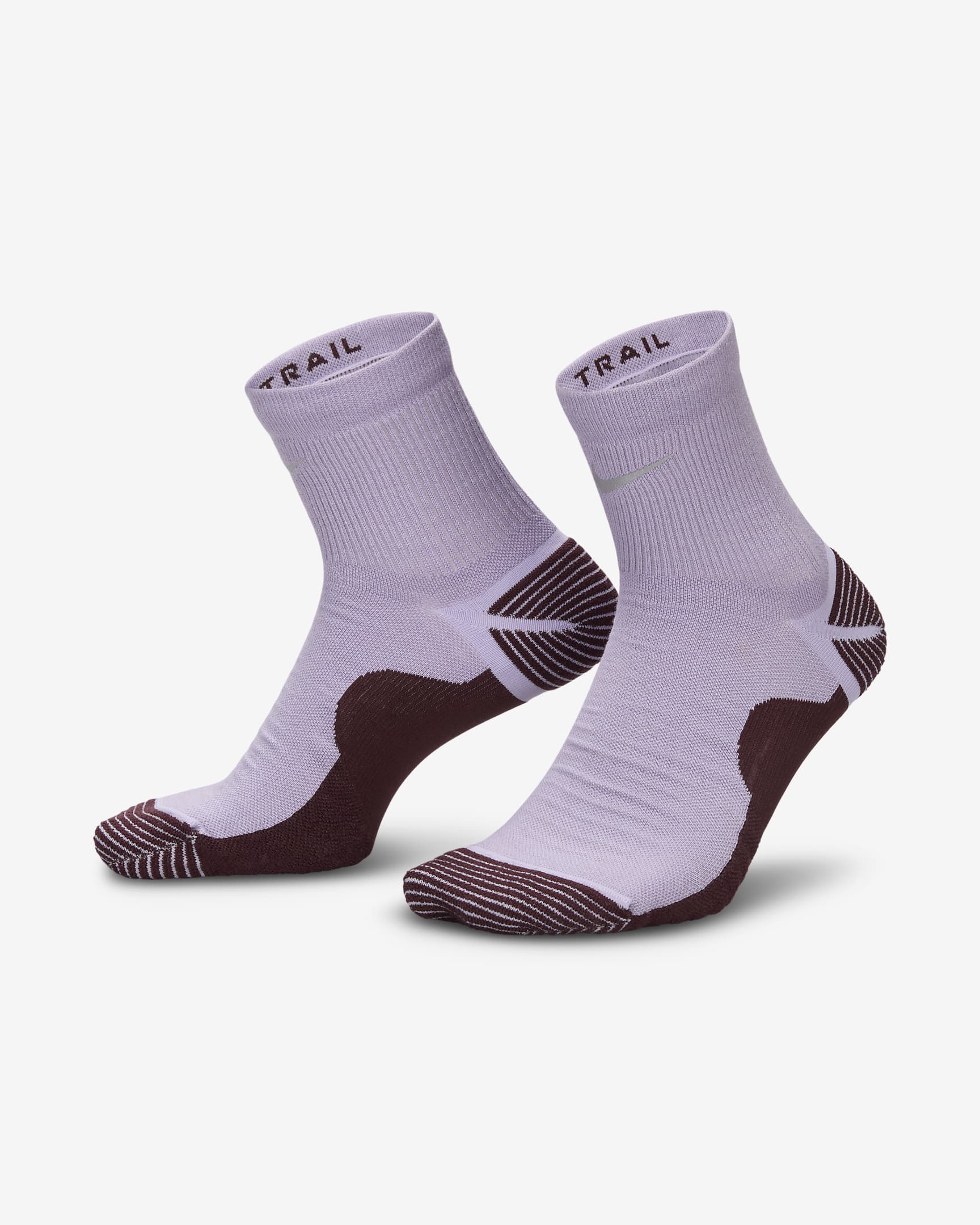 Nike 越野速干跑步中筒运动袜(1 双) - 绣球花紫/鲜亮勃艮第酒红/水泥灰/银
