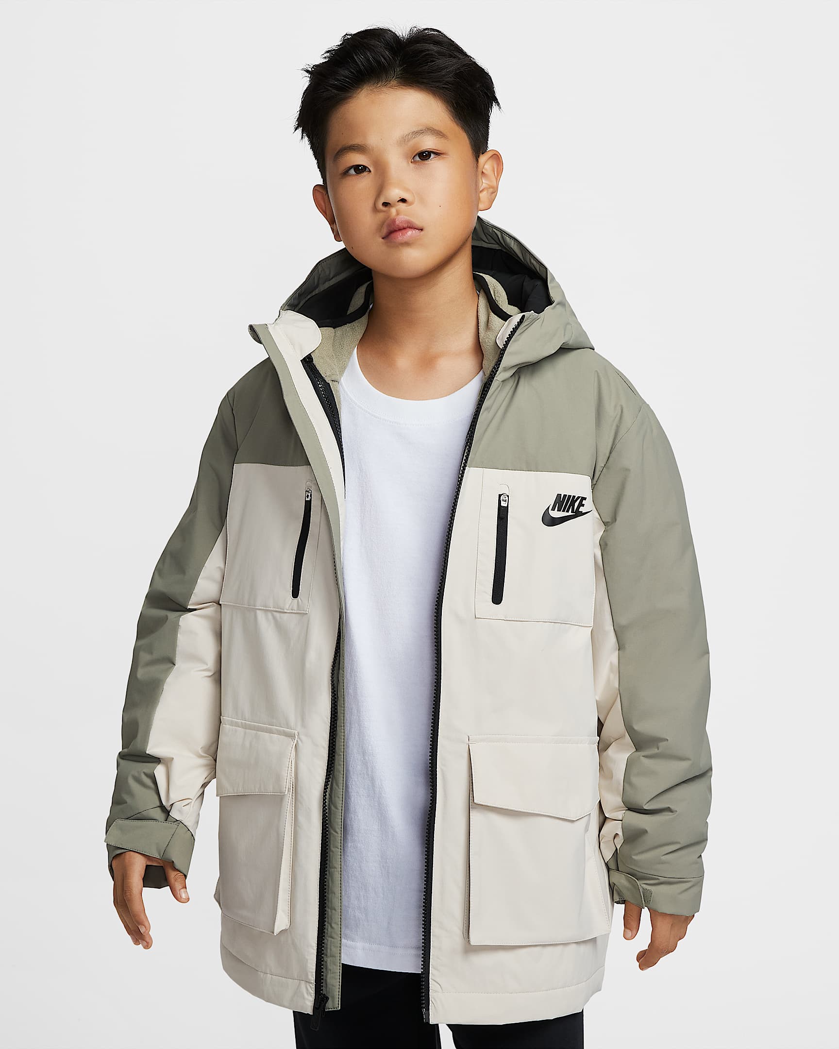Nike 大童拒水三合一两件套夹克 - 浅军绿