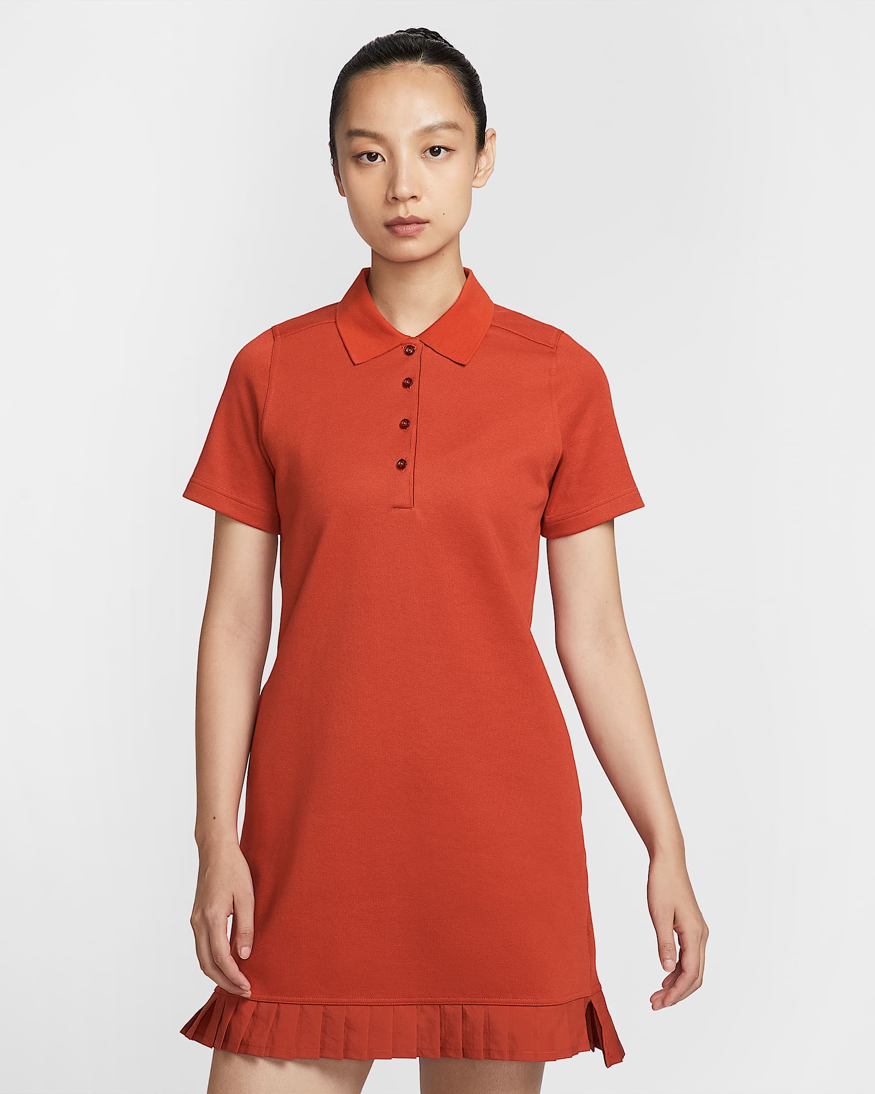 Nike 女子高尔夫翻领T恤连衣裙 - 龙红/帆白