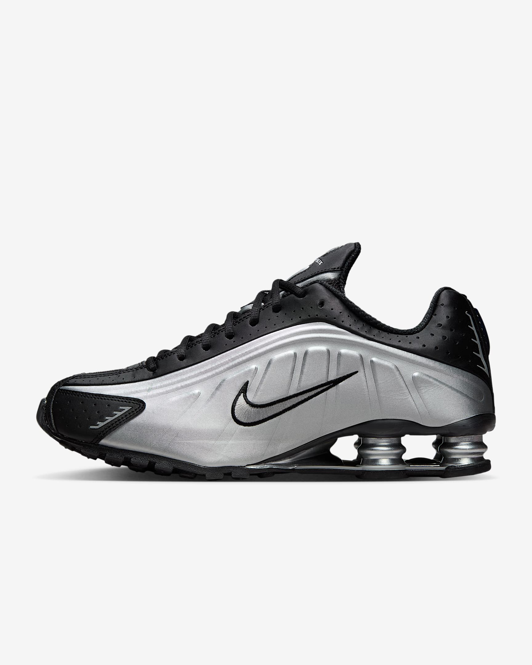 Nike Shox R4 男子气柱运动鞋 - 金属银/黑/金属银/金属银