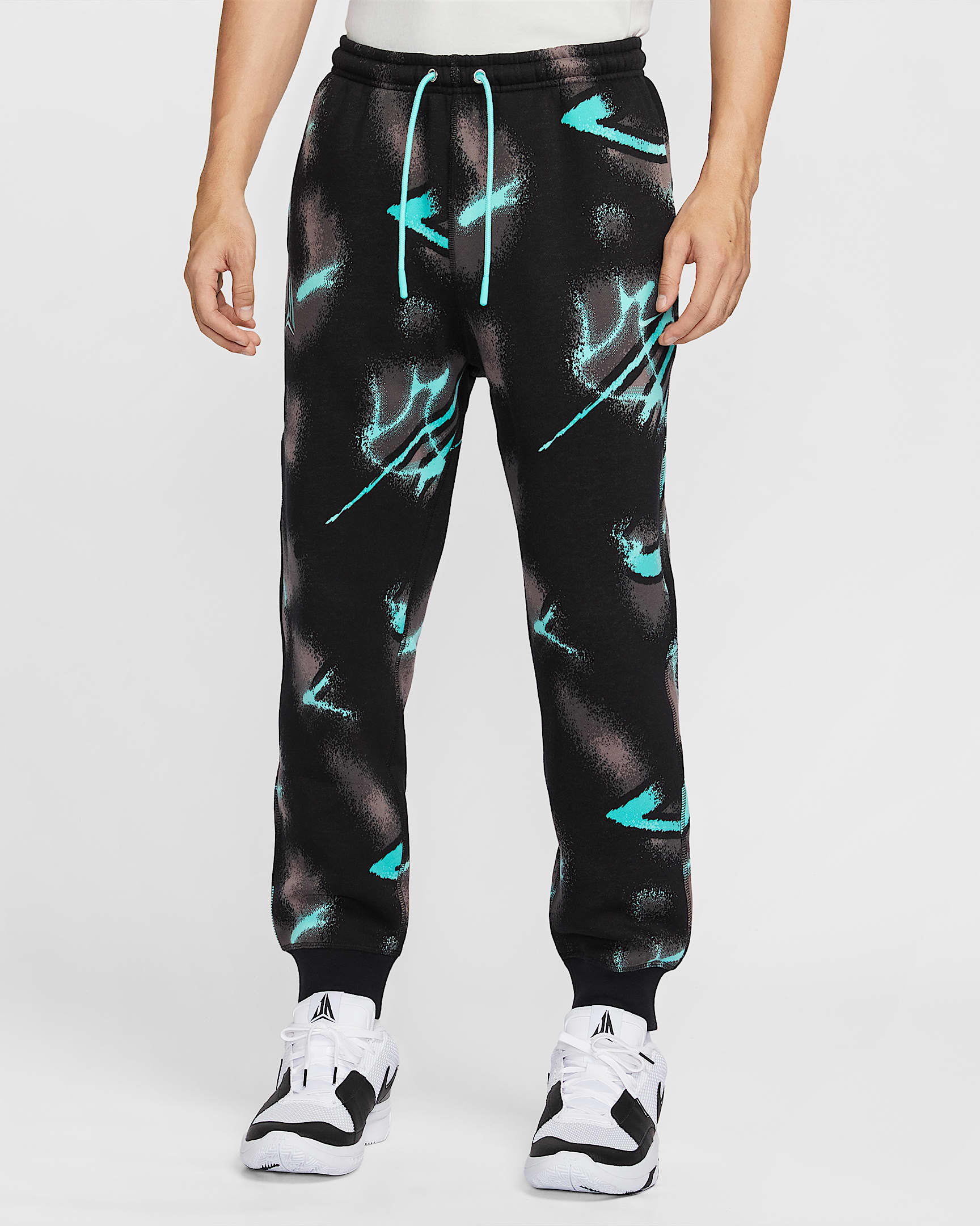 JA Club Fleece 莫兰特男子加绒篮球长裤 - 漂白宝石绿