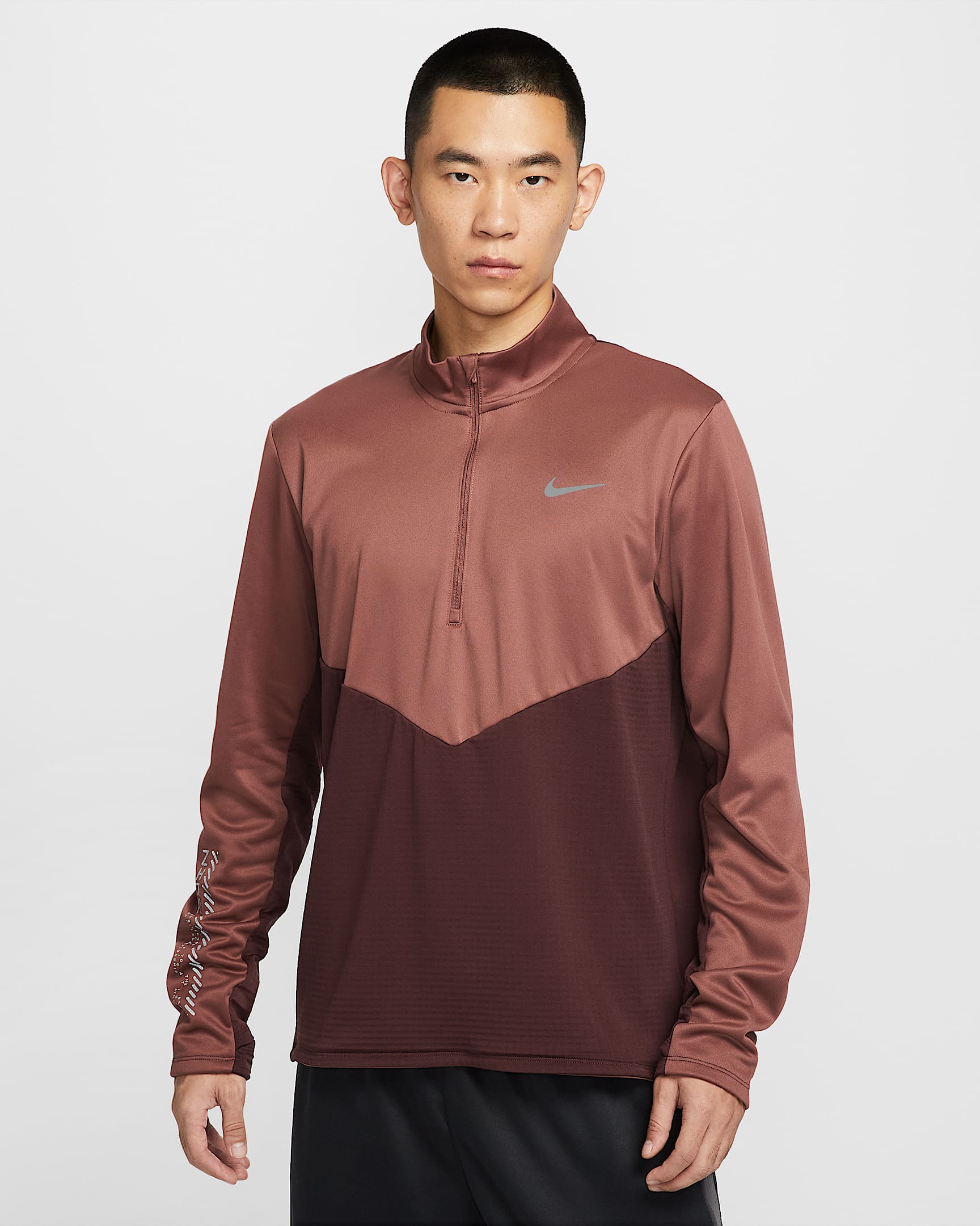 Nike Pacer 男子冬季款加绒跑步上衣 - 鲜亮勃艮第酒红/红棕色