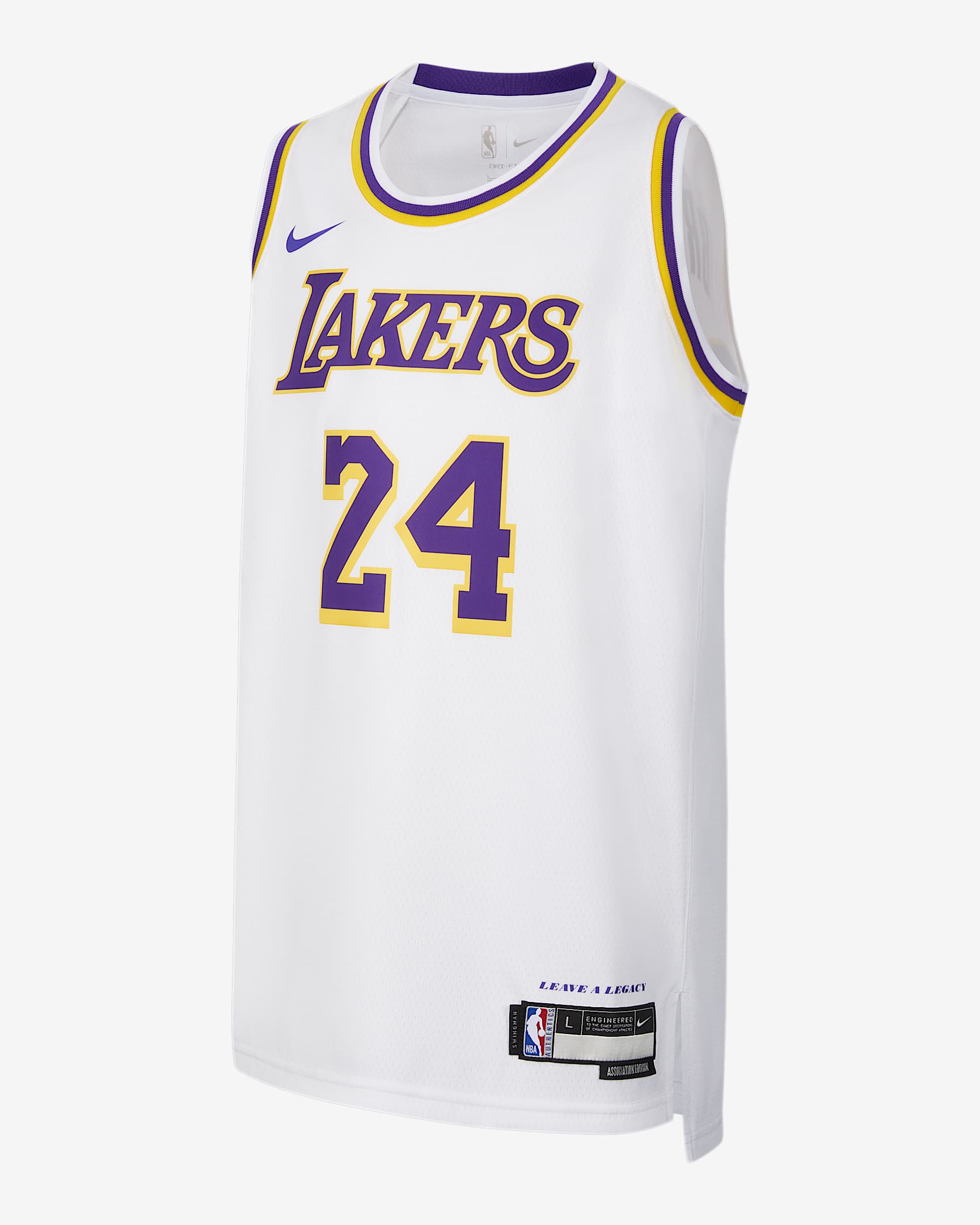 洛杉矶湖人队 Association Edition Nike NBA Swingman Jersey 大童（男孩）速干球衣 - 白色