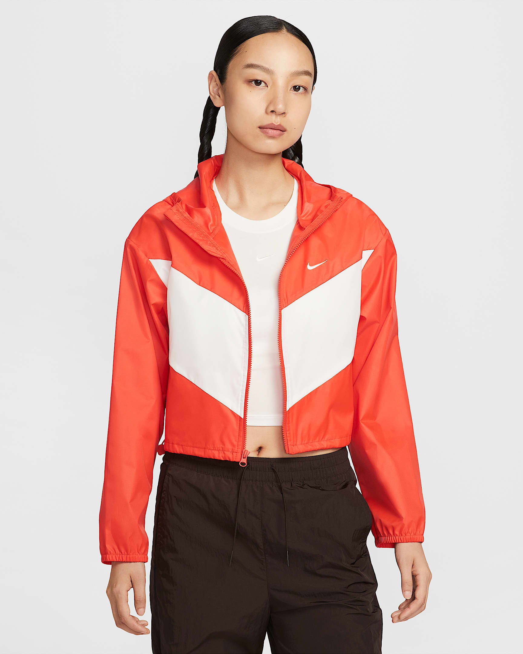 Nike Sportswear Windrunner 风行者系列女子宽松梭织连帽夹克 - 热情红/帆白/帆白