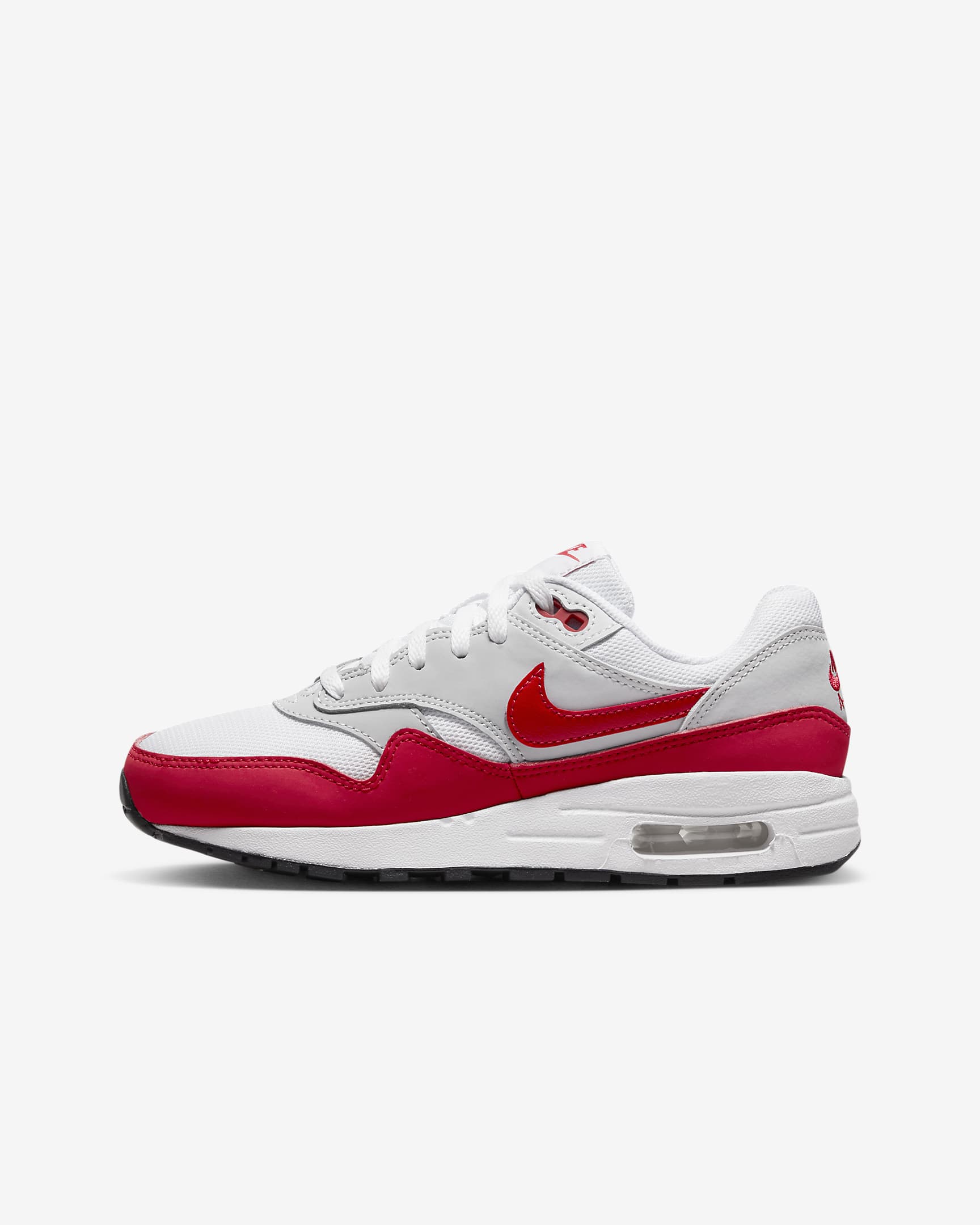 Air Max 1 大童透气运动鞋 - 浅灰/白色/黑/大学红