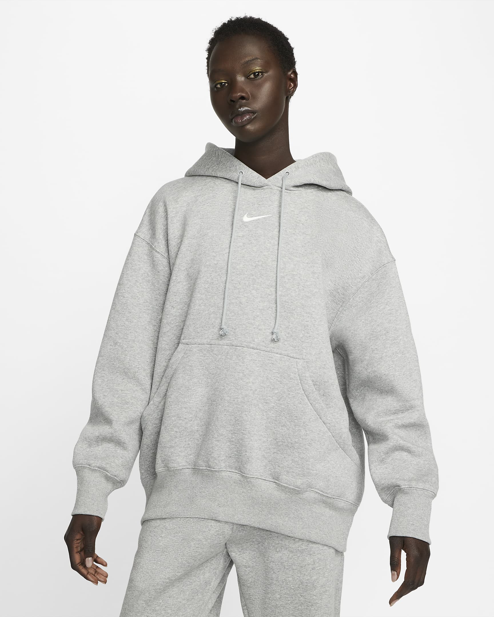 Nike Sportswear Phoenix Fleece 女子 Oversize 风加绒套头连帽衫 - 调色暗灰/帆白