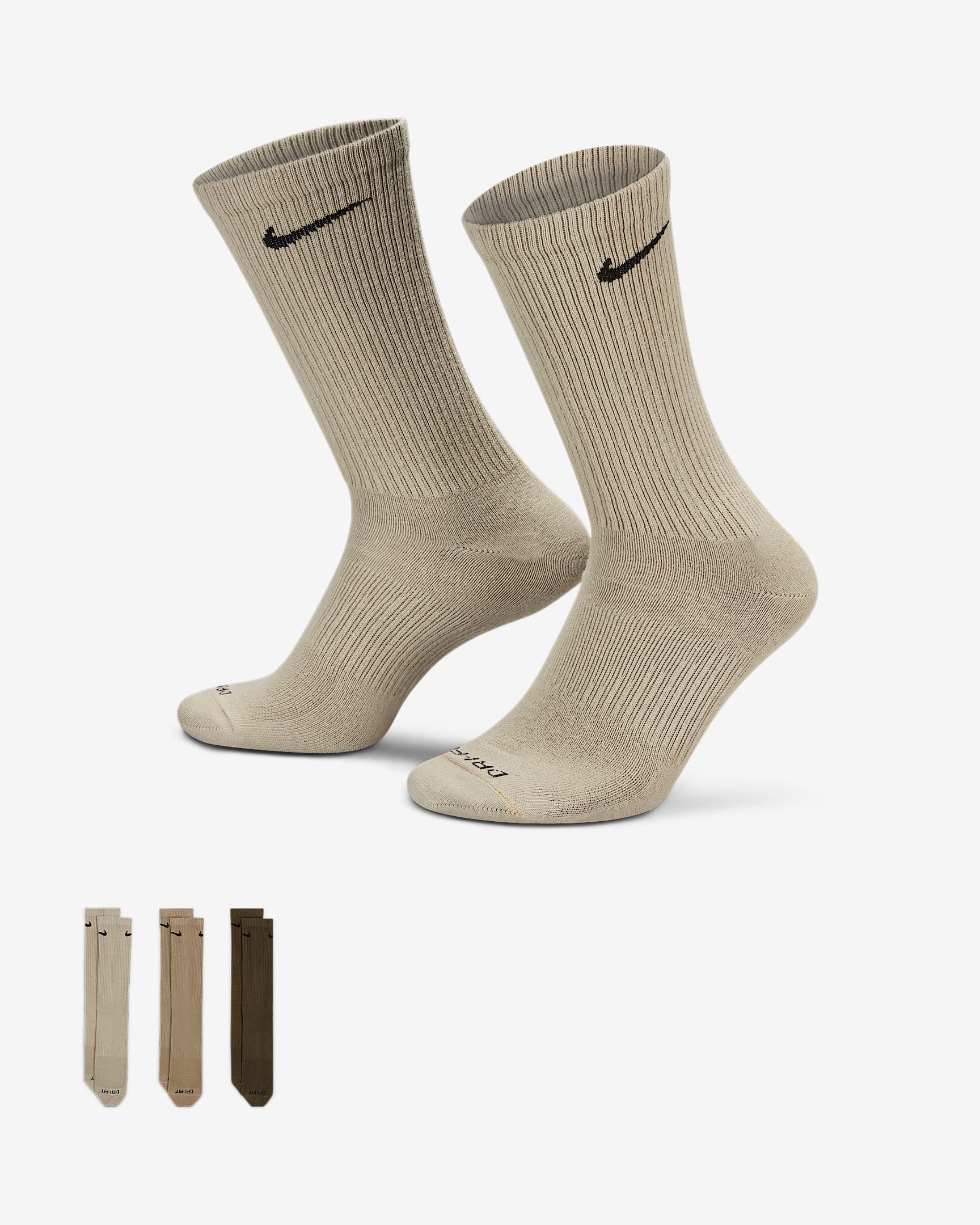 Nike Everyday Plus Lightweight 速干中筒训练袜(3 双) - 多色