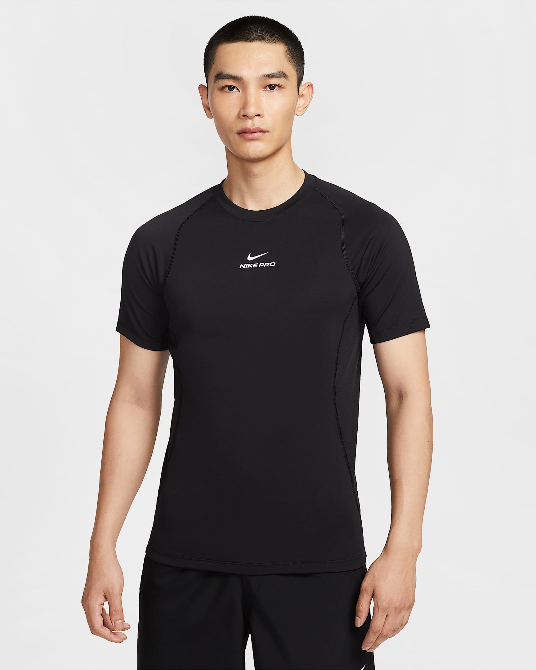 Nike Pro Training Dri-FIT 男子速干短袖训练上衣 - 黑/白色