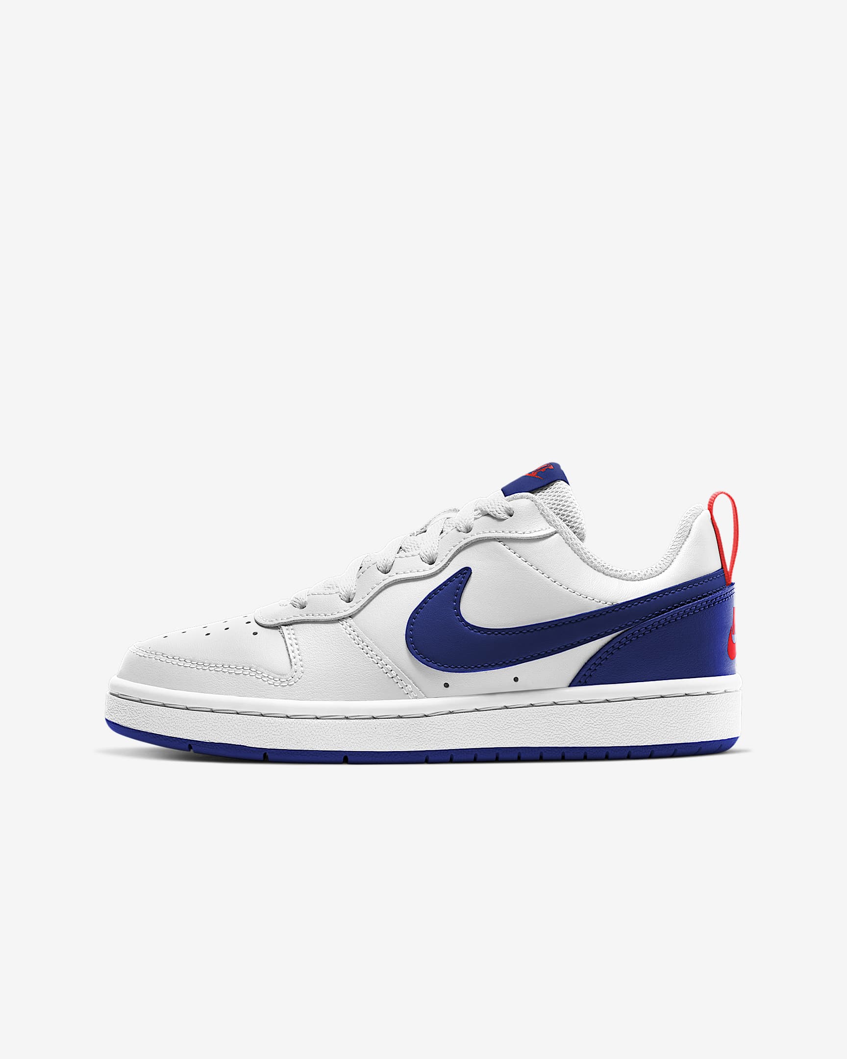 Nike Court Borough Low 2 大童运动鞋舒适低帮板鞋 - 白色/大学红/深宝蓝
