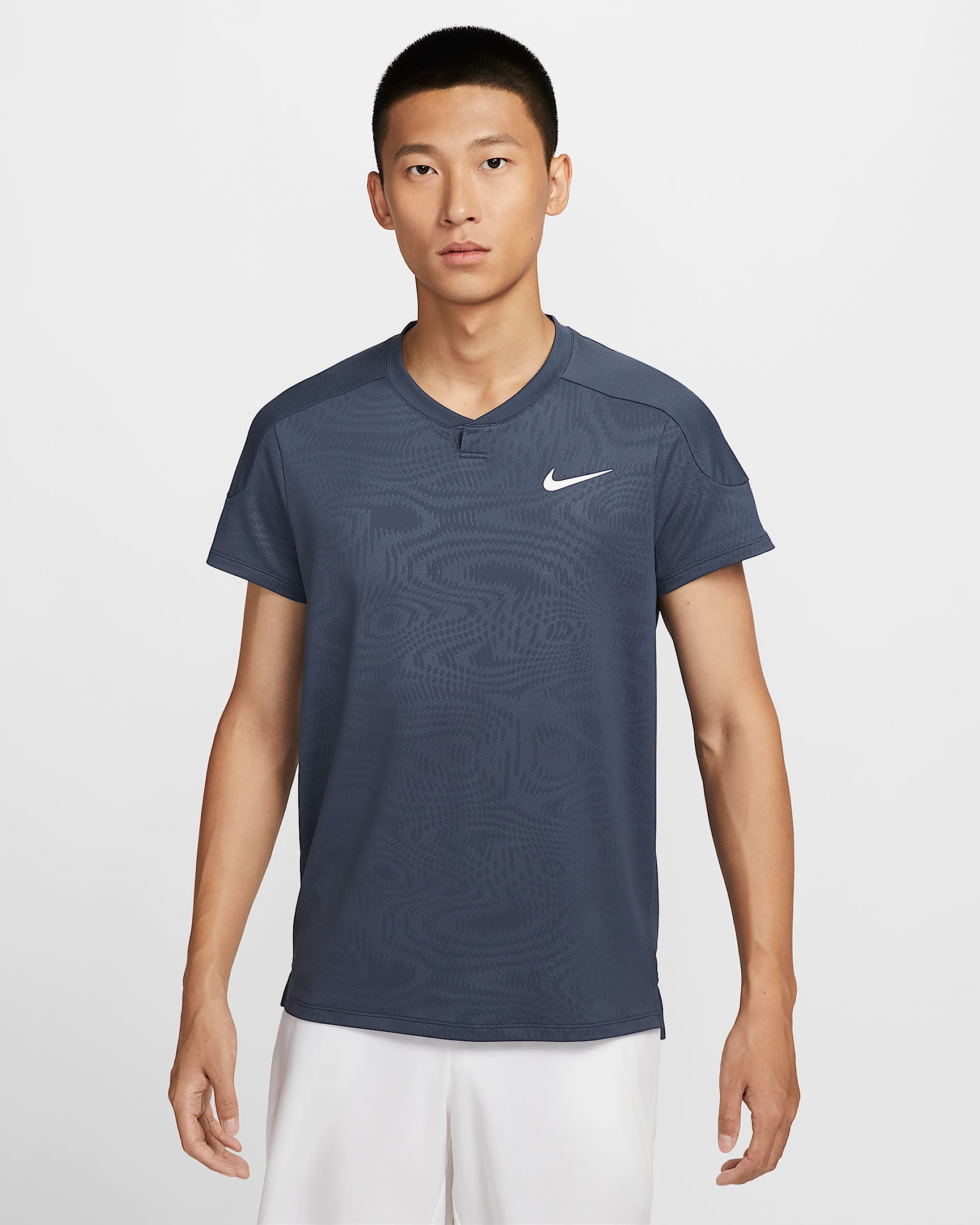 NikeCourt Slam Dri-FIT 男子速干网球短袖上衣 - 闪电蓝/白色