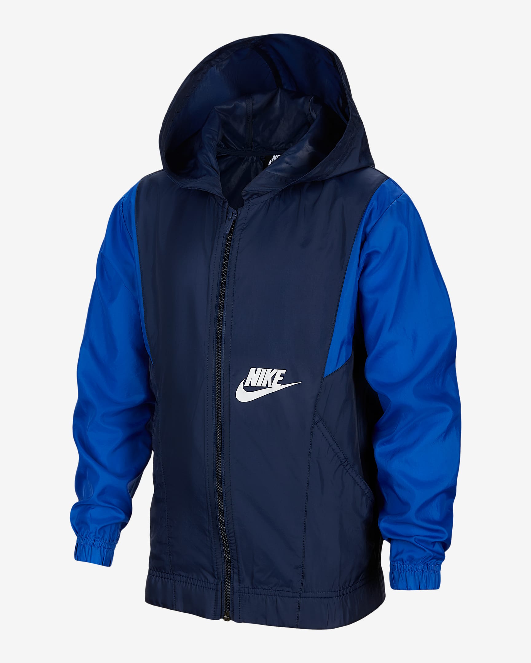 Nike Sportswear 大童(男孩)梭织夹克 - 深藏青/游戏宝蓝/深藏青/白色