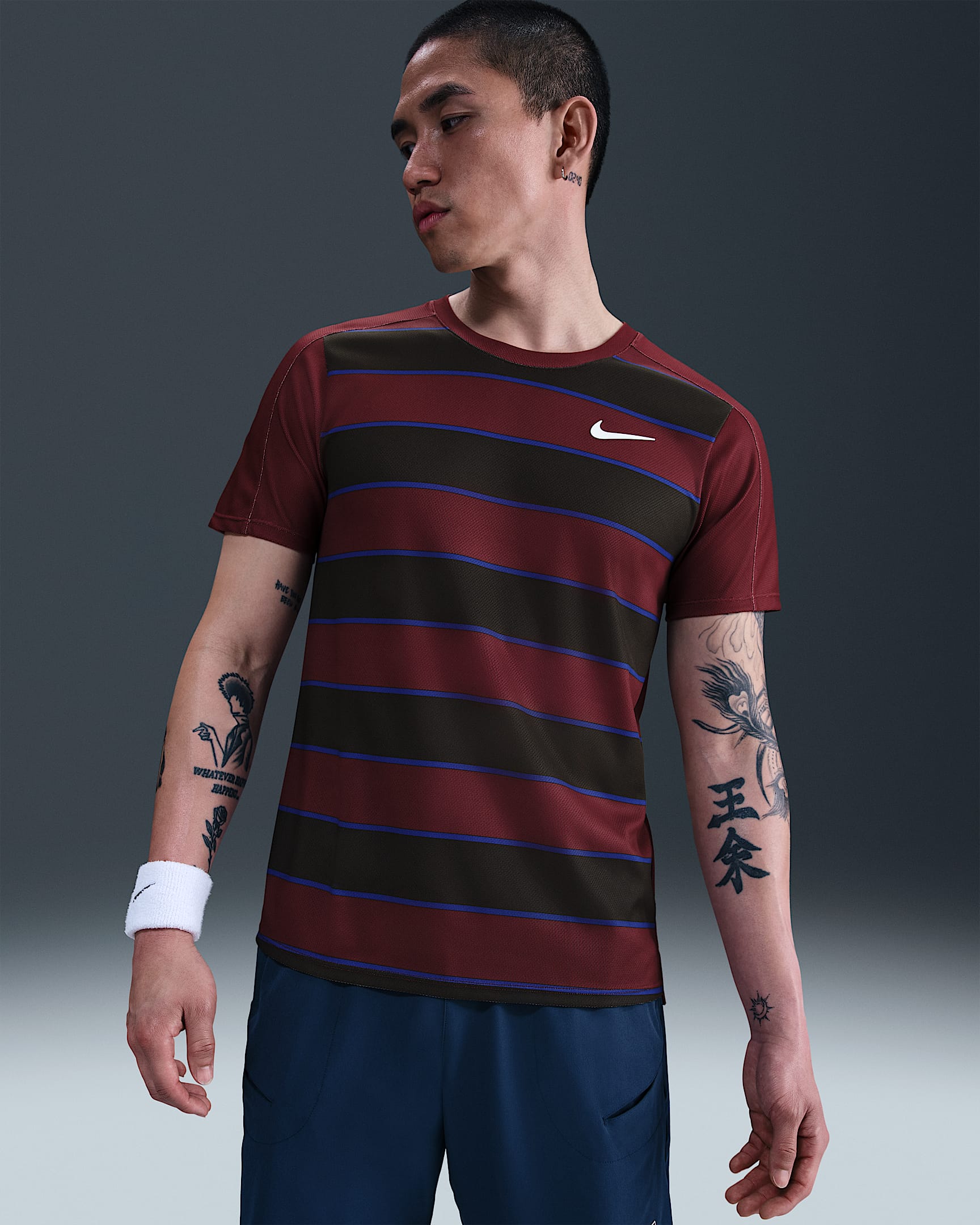 NikeCourt Slam Dri-FIT ADV 网球冠军同款男子速干上衣 - 暗队红/白色