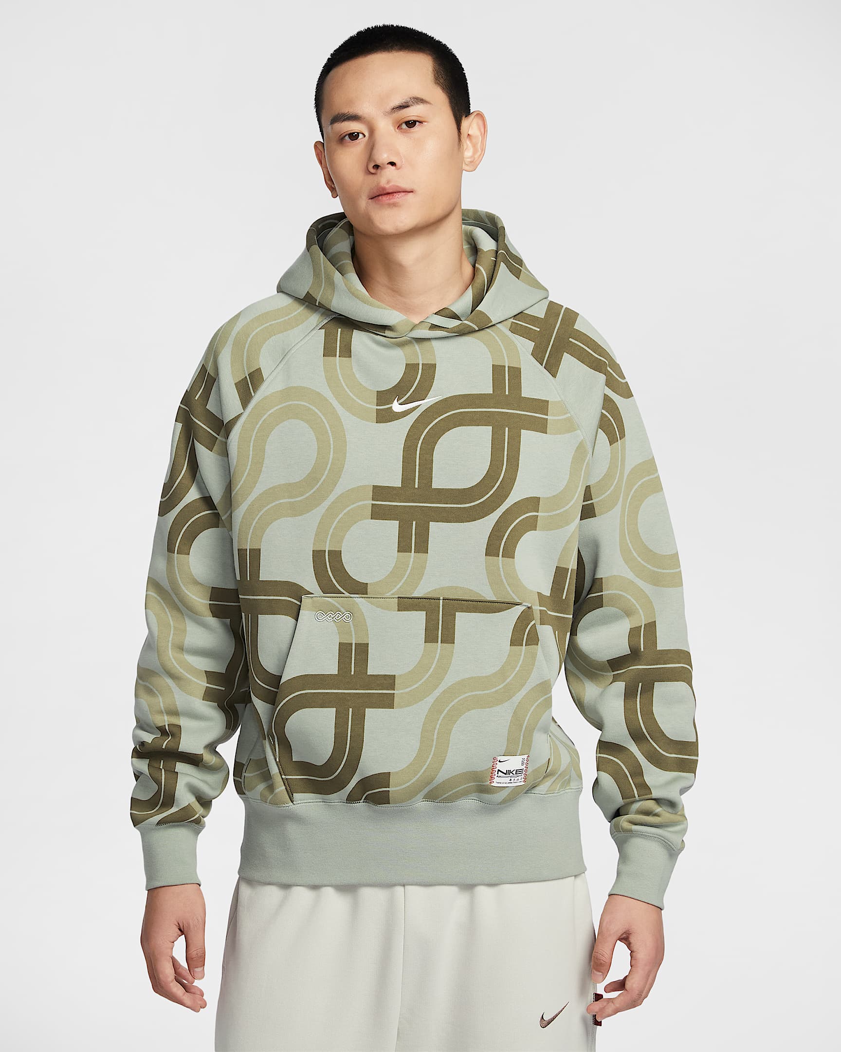 Nike Sportswear CNY 耐克灵蛇迎新系列王冠闳同款男子加绒印花连帽衫 - 地平线绿