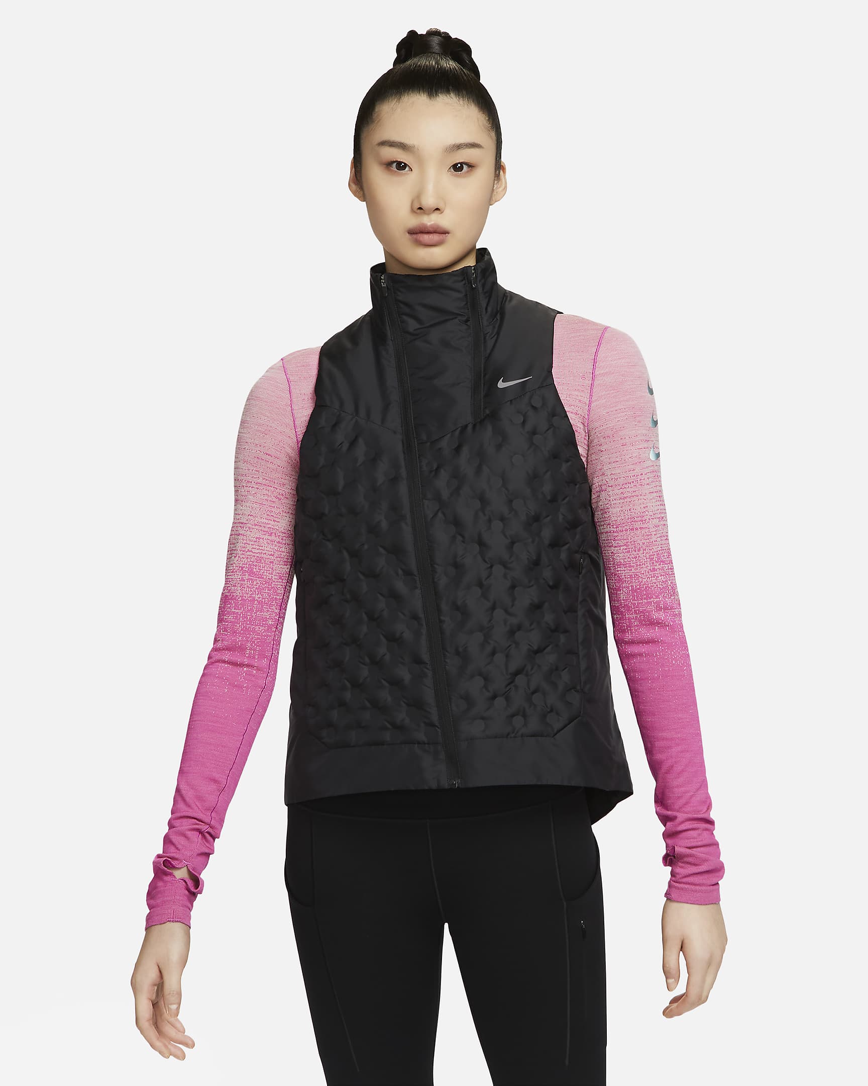 Nike Therma-FIT ADV Repel AeroLoft 女子拒水羽绒拼接跑步马甲 - 黑