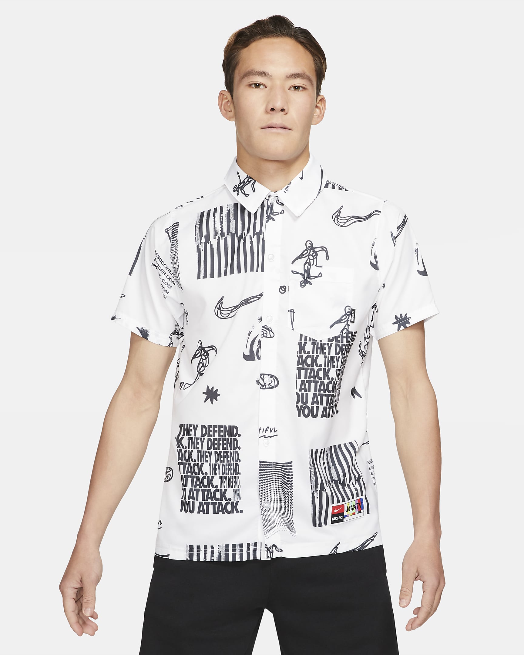 Nike F.C. Dri-FIT 男/女足球上衣 - 白色/黑/白色