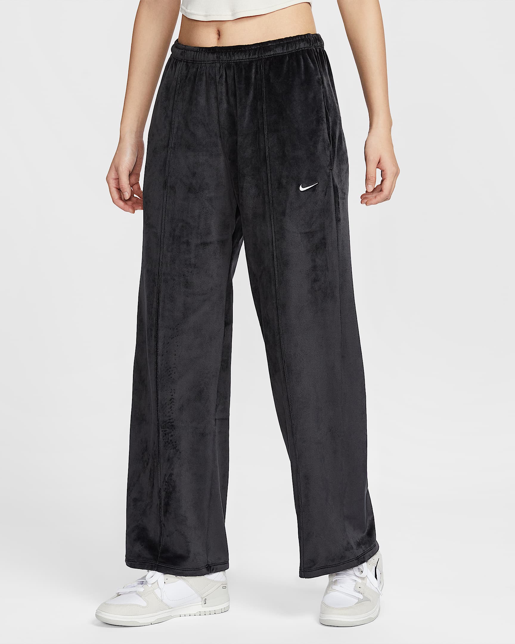 Nike Sportswear Chill Knit 女子中腰加绒长裤 - 黑/帆白