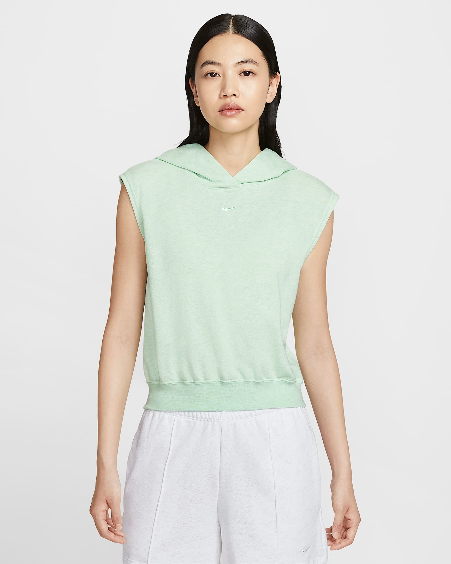 Nike Sportswear Chill Terry 女子法式毛圈无袖短款连帽衫 - 泡沫薄荷绿/调色/泡沫薄荷绿