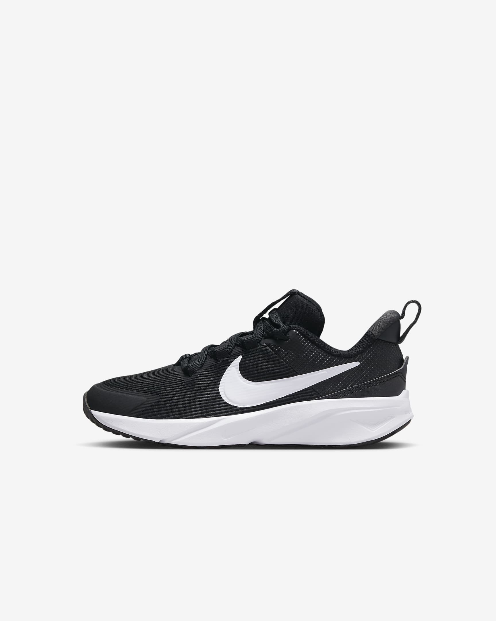 Nike Star Runner 4 幼童透气免系鞋带运动鞋 - 黑/煤黑/白色