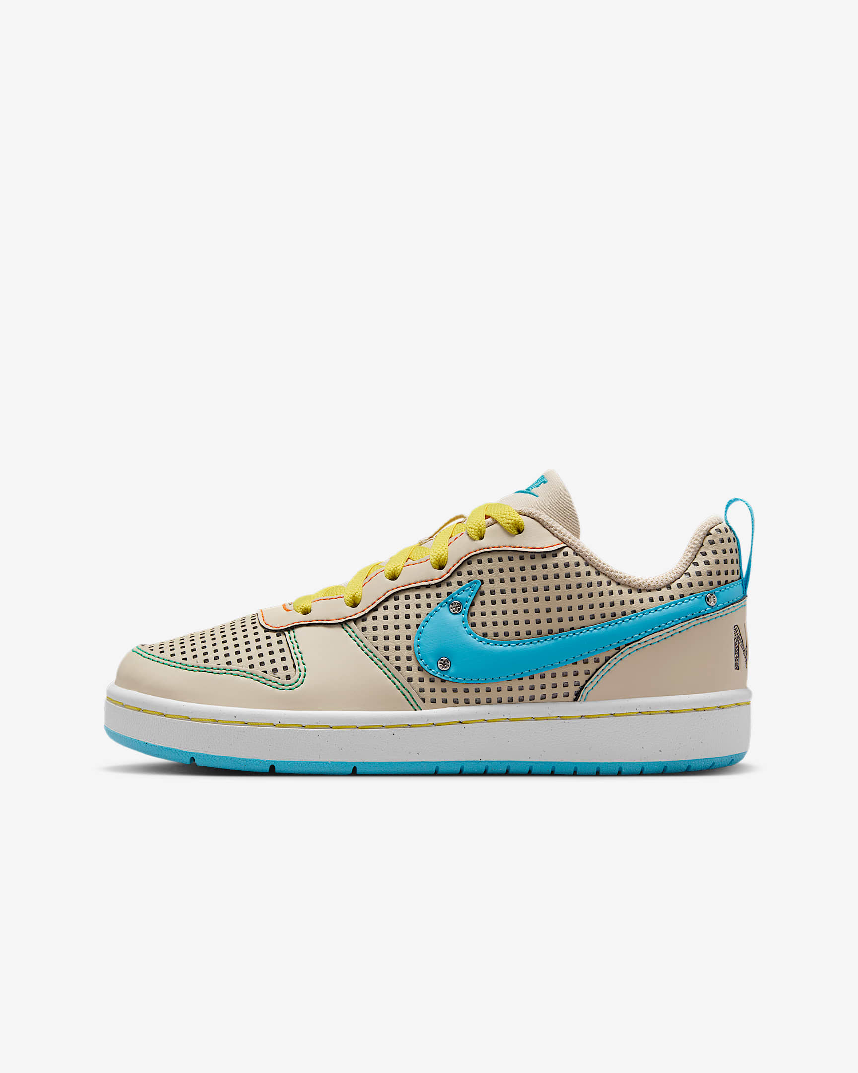 Nike Court Borough Low Recraft 耐克酷菠萝大童运动鞋 - 沙堆白/幻影灰白/欧皮特黄/波罗的海蓝