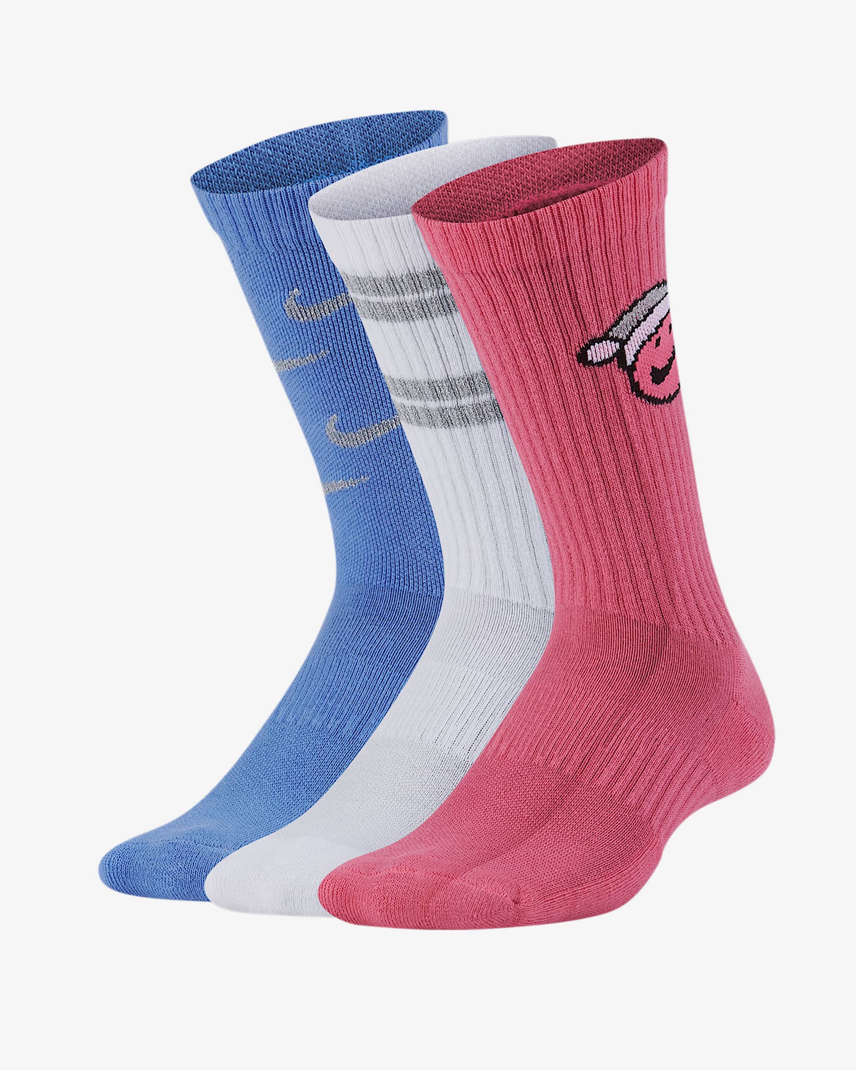 Nike Everyday Cushioned Crew 儿童运动童袜(3 双) - 多色