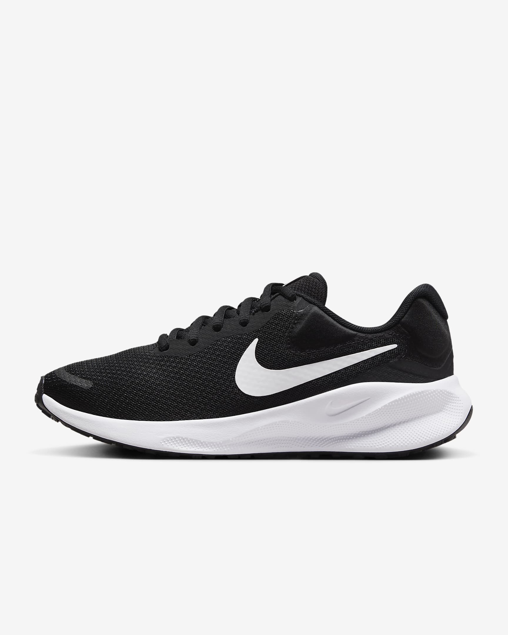 Nike Revolution 7 女子公路跑步鞋 - 黑/白色