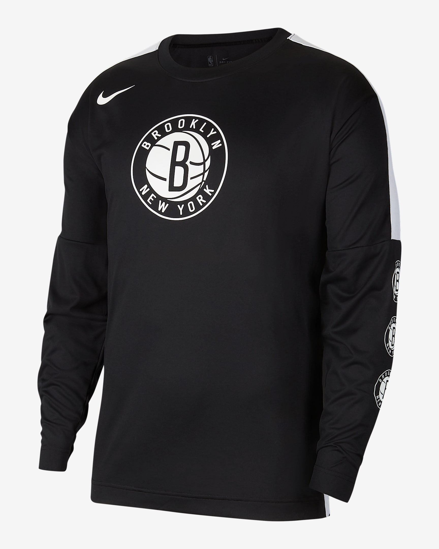 布鲁克林篮网队 Nike Dri-FIT NBA 男子上衣 - 黑/白色/白色