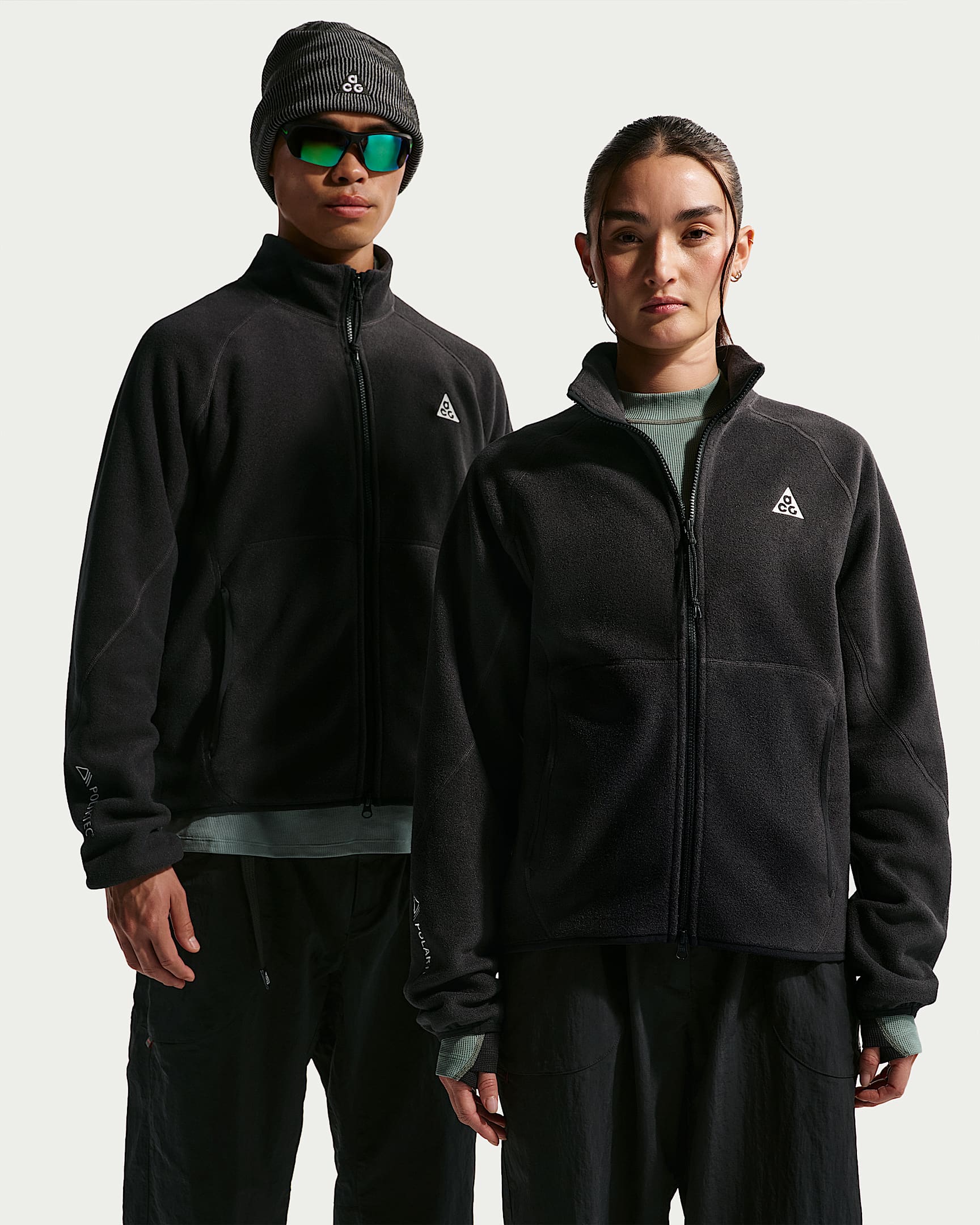 Nike ACG "Wolf Tree" 男子全长拉链开襟摇粒绒夹克 - 黑/黑/黑/山峰白