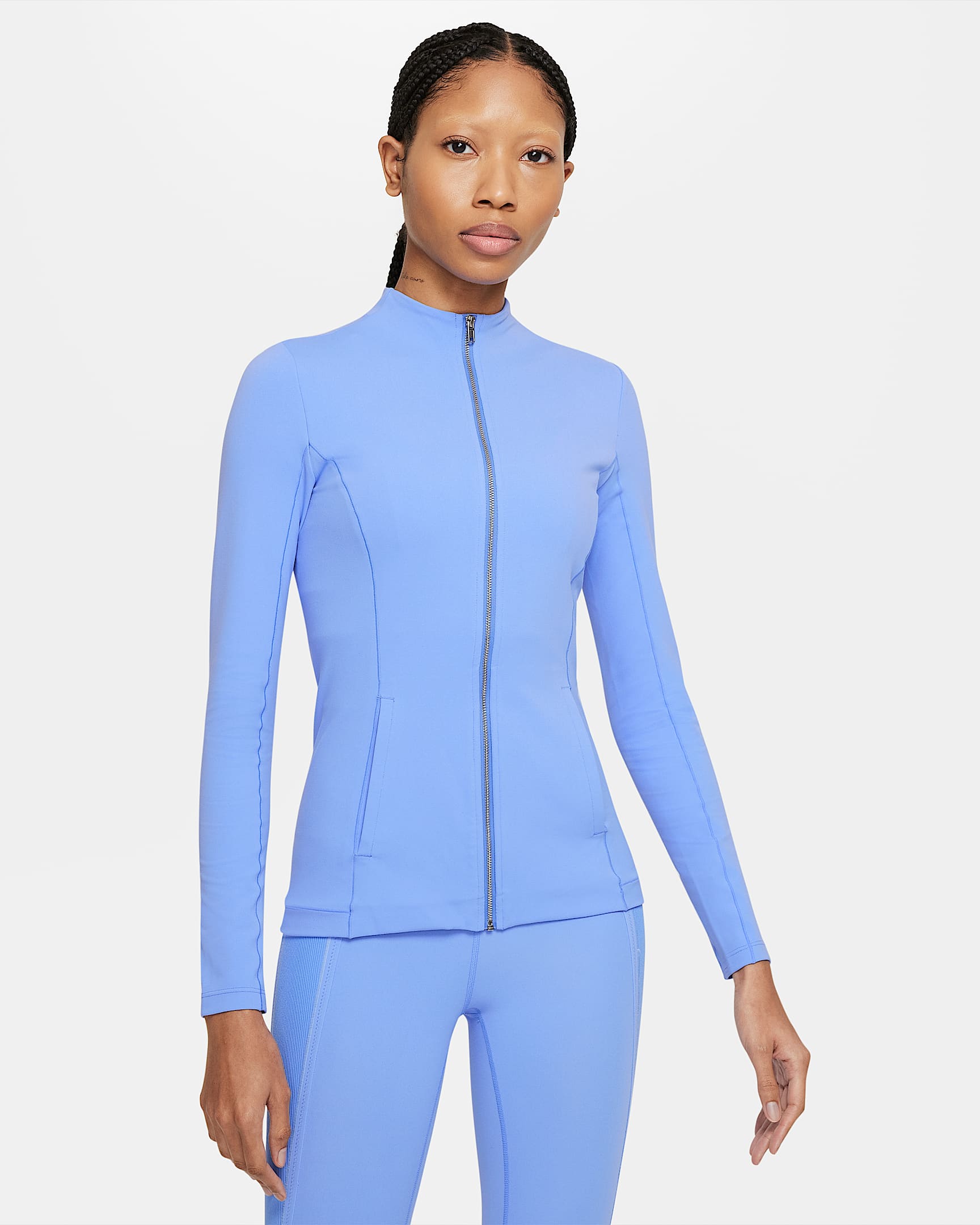 Nike Yoga Luxe Dri-FIT 女子全长拉链开襟夹克 - 脉冲宝石蓝/铝蓝