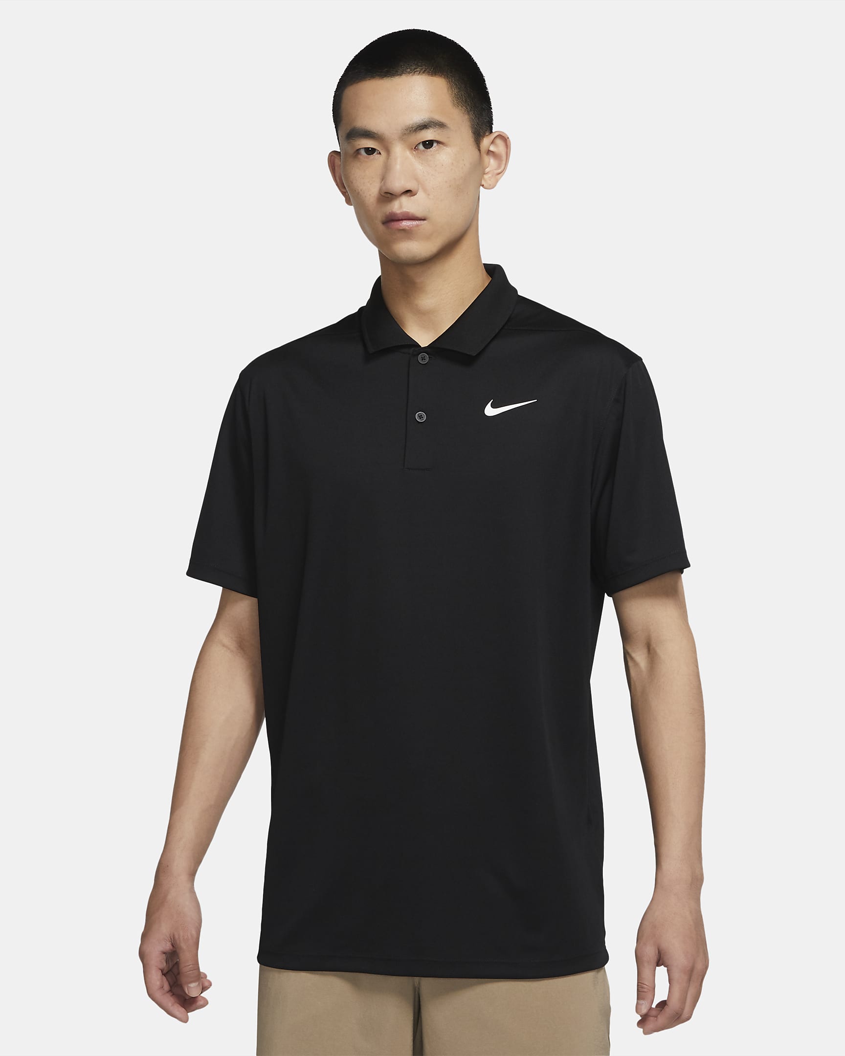 Nike Dri-FIT Victory 男子速干高尔夫翻领T恤 - 黑/白色