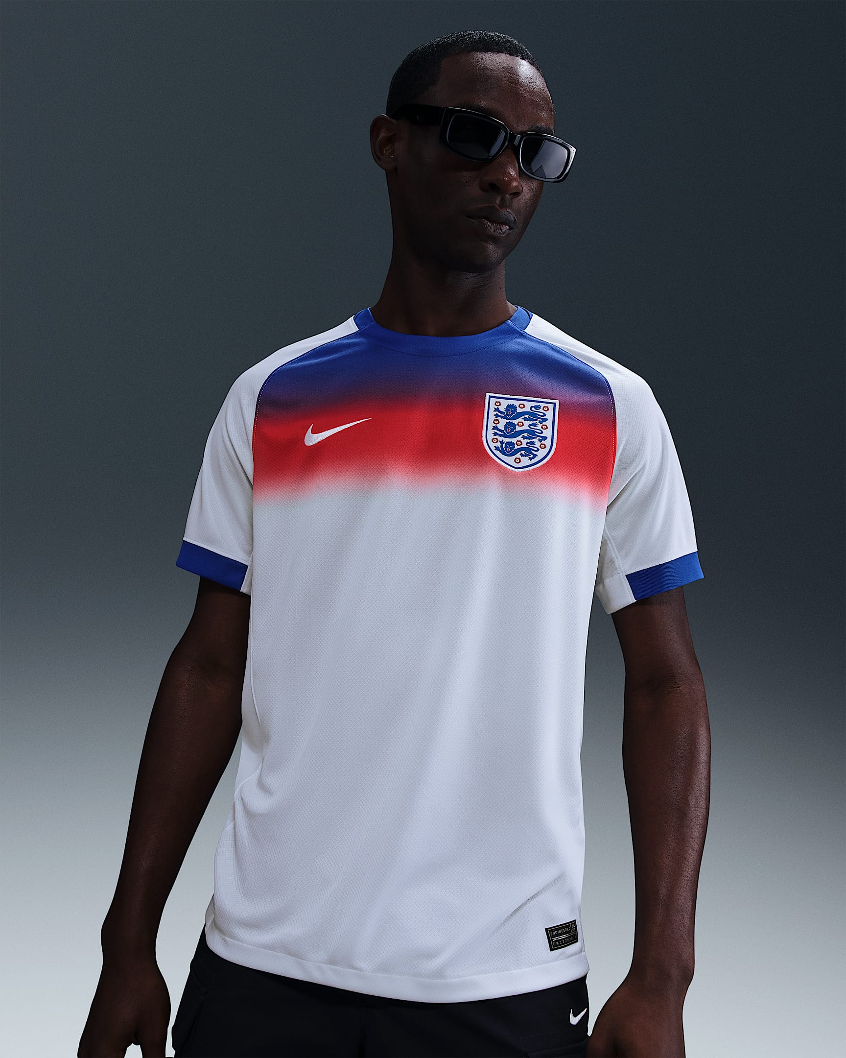 2025 赛季英格兰队主场球迷版 Nike Dri-FIT 男子速干足球球衣 - 皇家蓝/白色/白色