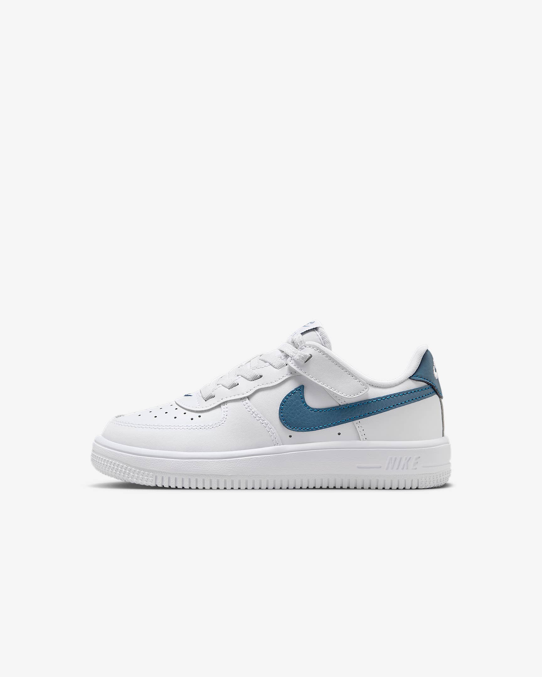Nike Force 1 Low EasyOn 幼童魔术贴易穿脱运动鞋 - 白色/雷雨蓝