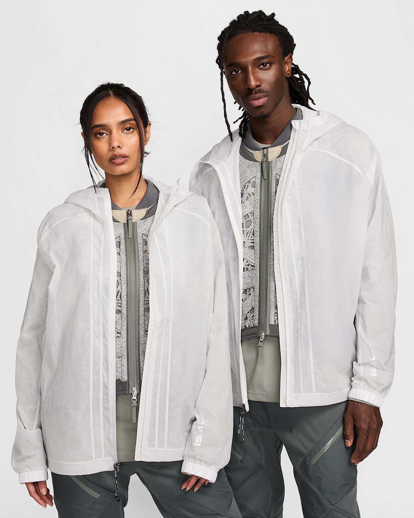 Nike ISPA 男/女三合一两件套上衣 - 尘光子色/铁灰/暗泥灰