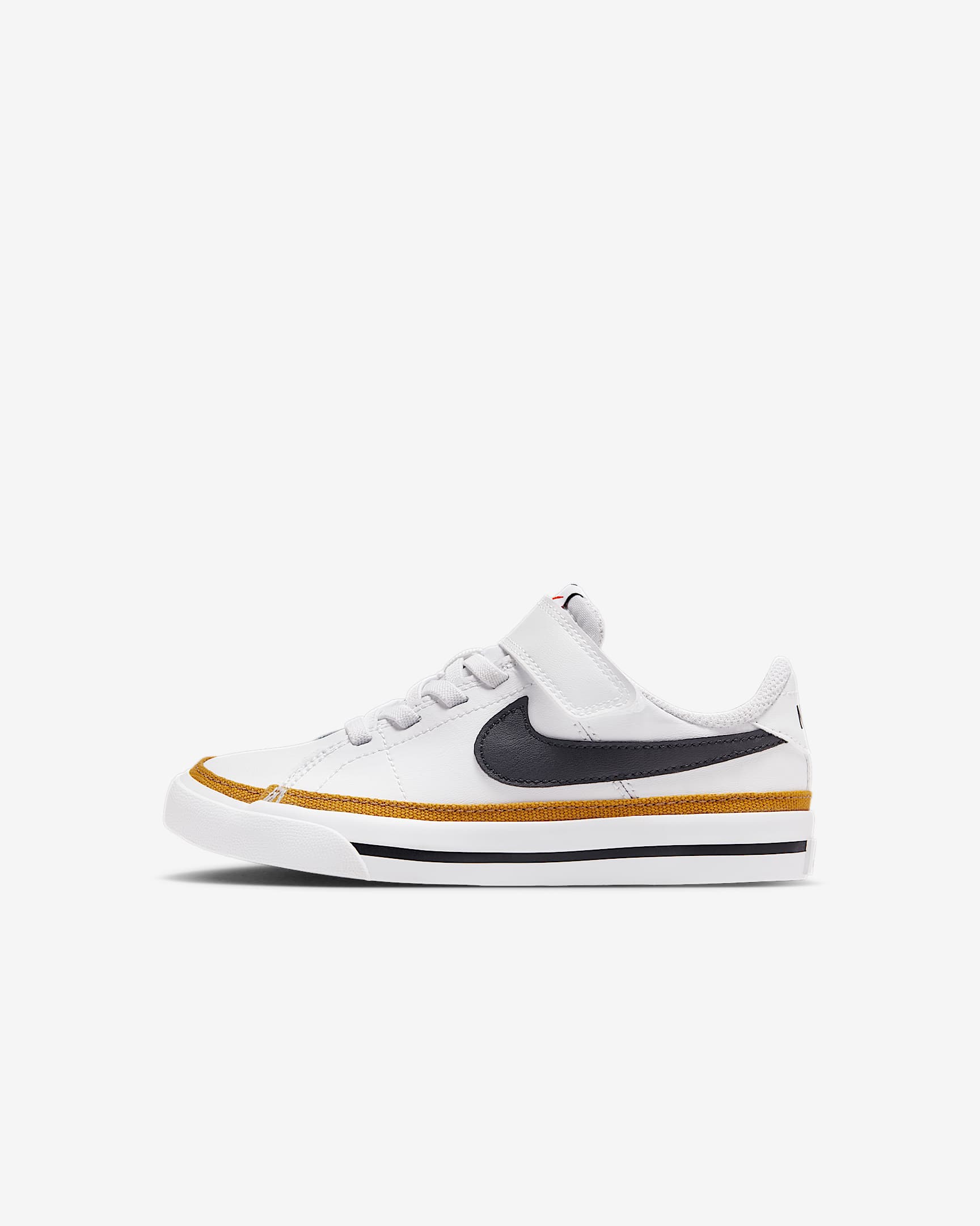 Nike Court Legacy 幼童易穿脱运动鞋板鞋 - 白色/沙漠黄褐/橡皮浅褐/黑