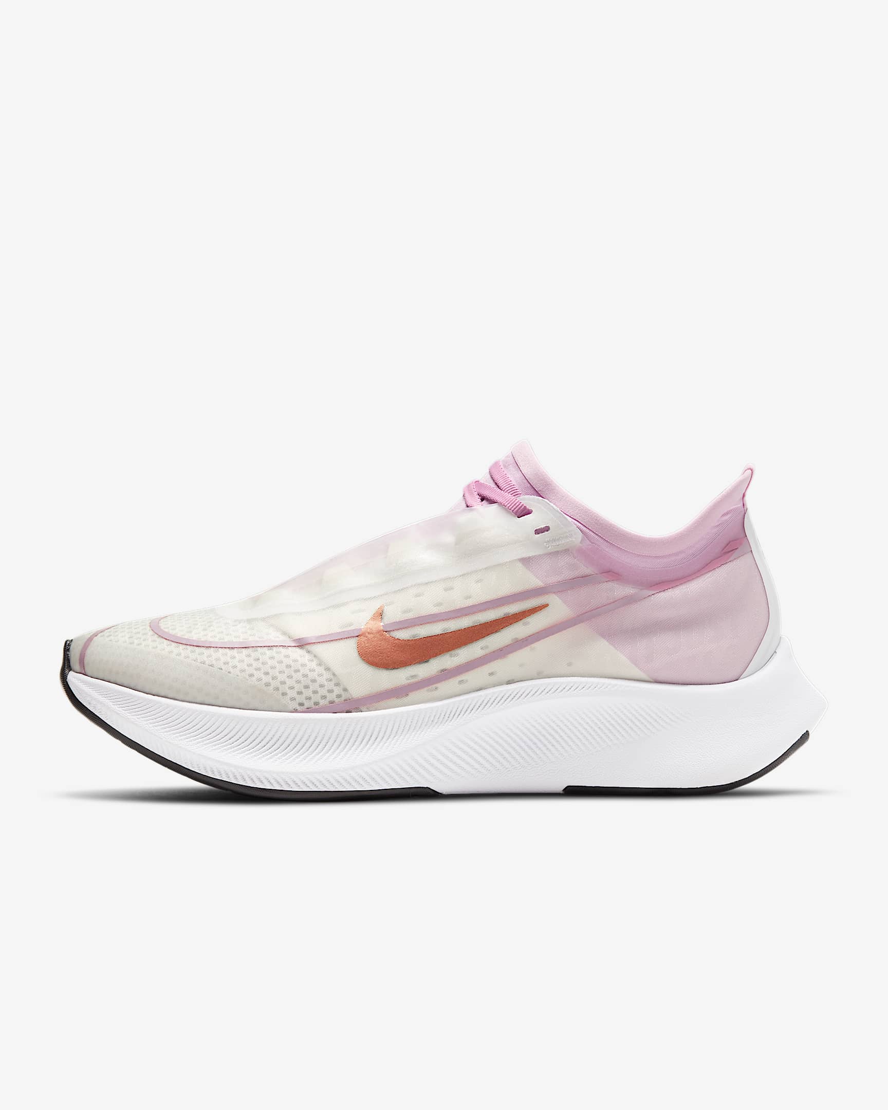 Nike Zoom Fly 3 女子跑步鞋 - 白色/浅北极粉/黑/红古铜
