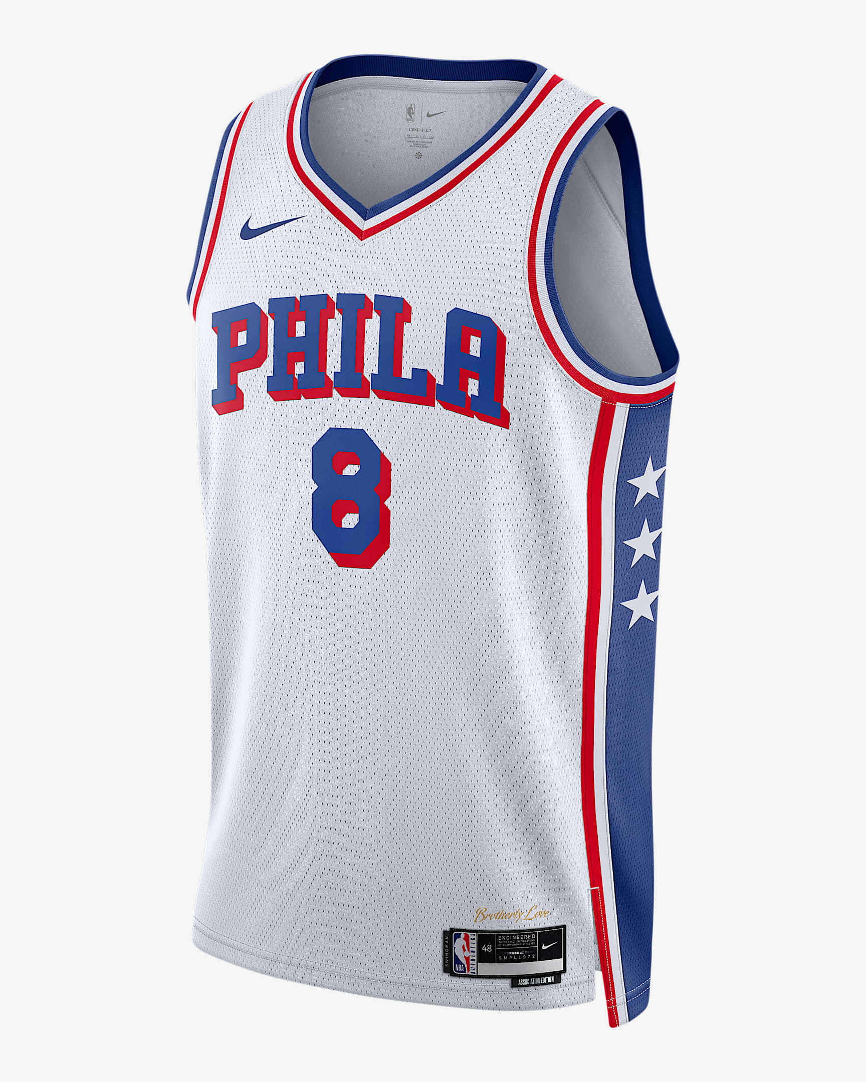 2024/25 赛季费城 76 人队保罗·乔治 (Paul George) Association Edition Nike Dri-FIT NBA Swingman Jersey 男子速干球衣 - 白色