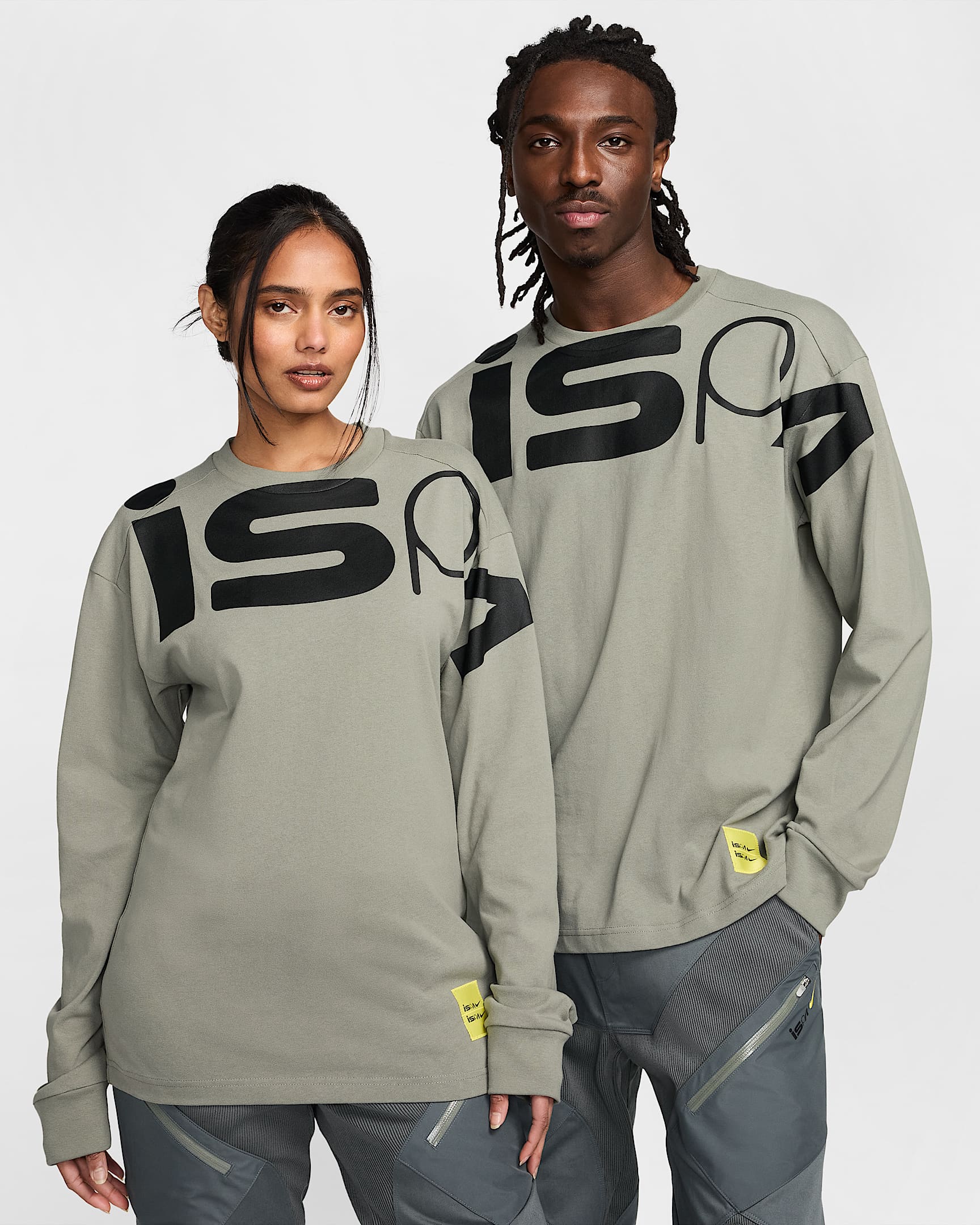 Nike ISPA 男/女长袖上衣 - 暗泥灰/黑