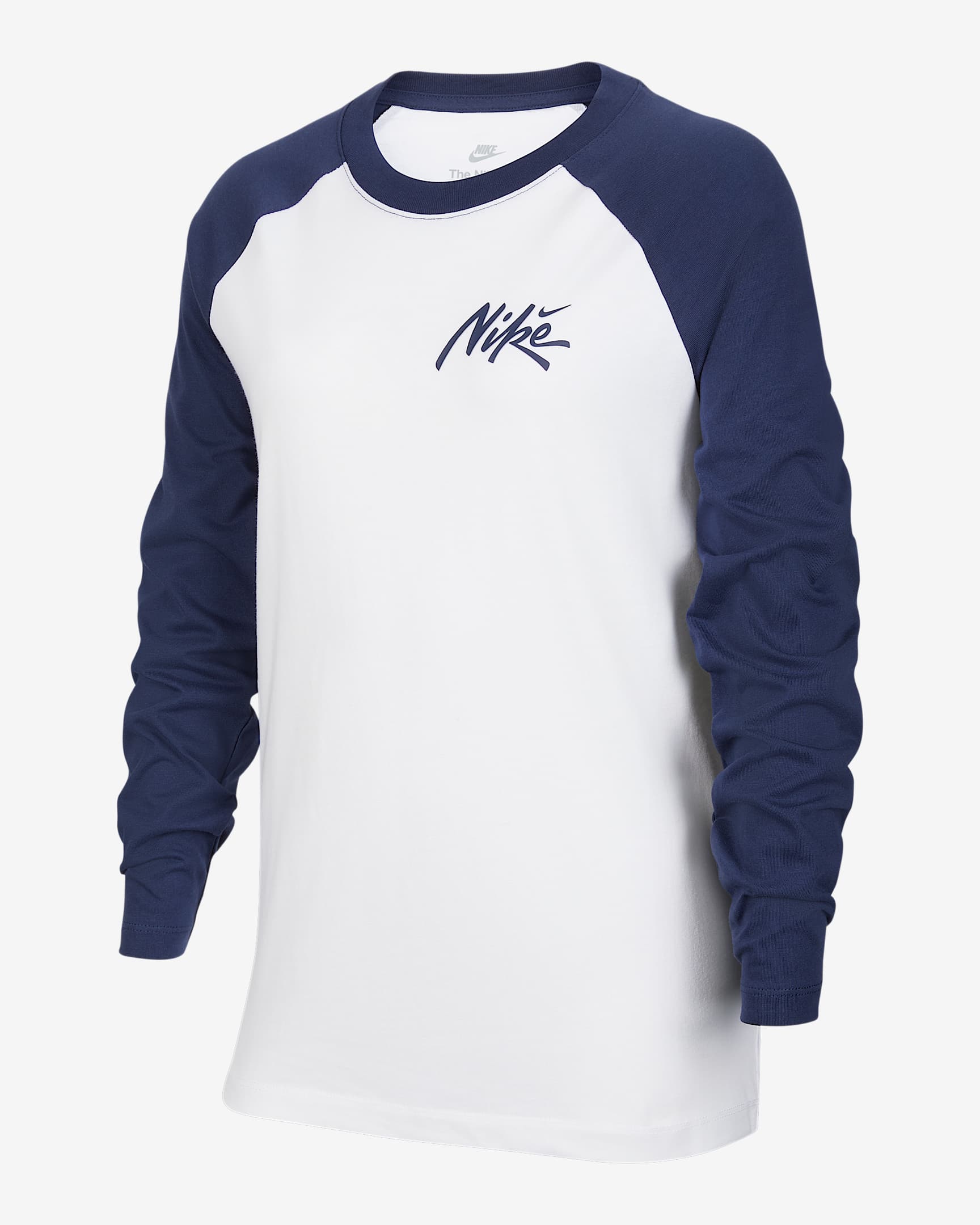 Nike Sportswear 大童长袖T恤 - 白色/深藏青